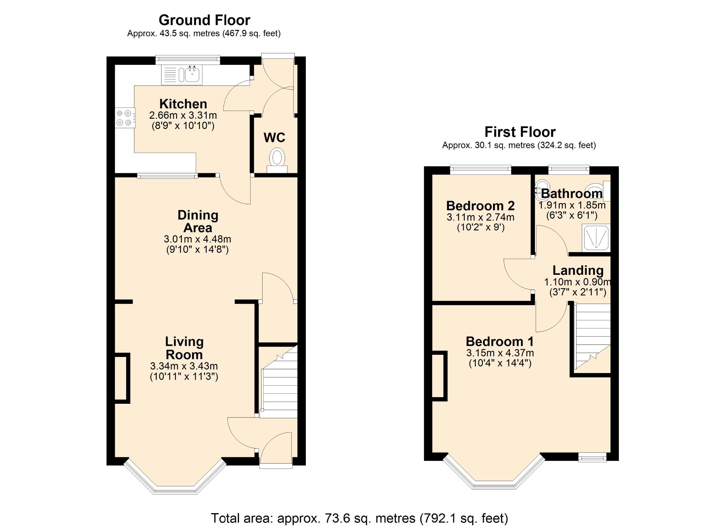 2 bed terraced house for sale in Spring Bank West , Hull - Property floorplan