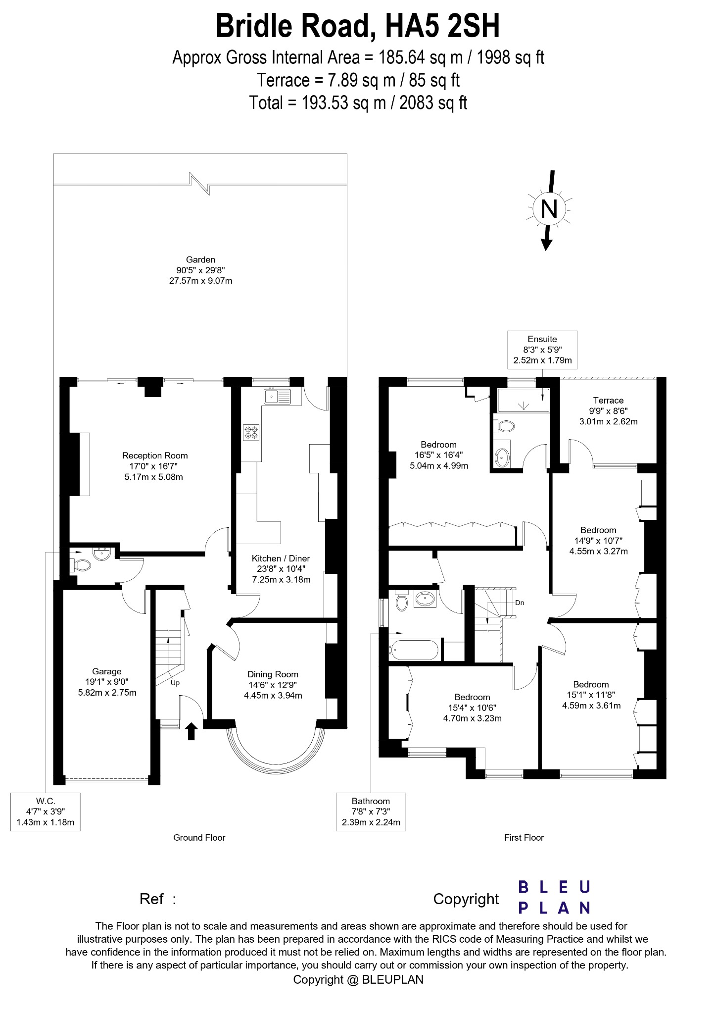 4 bed semi-detached house for sale in Bridle Road, Pinner - Property floorplan