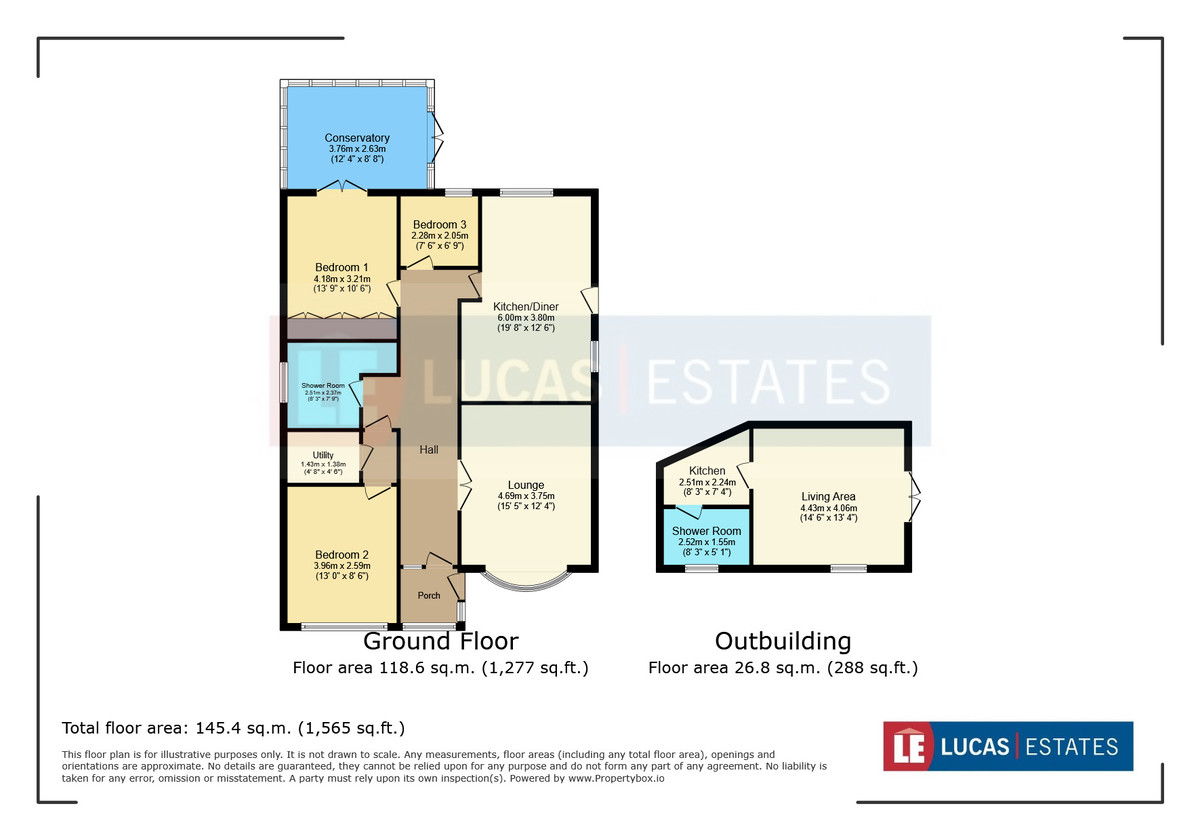 3 bed detached bungalow for sale in Woodside, Tir-y-berth, Hengoed - Property floorplan