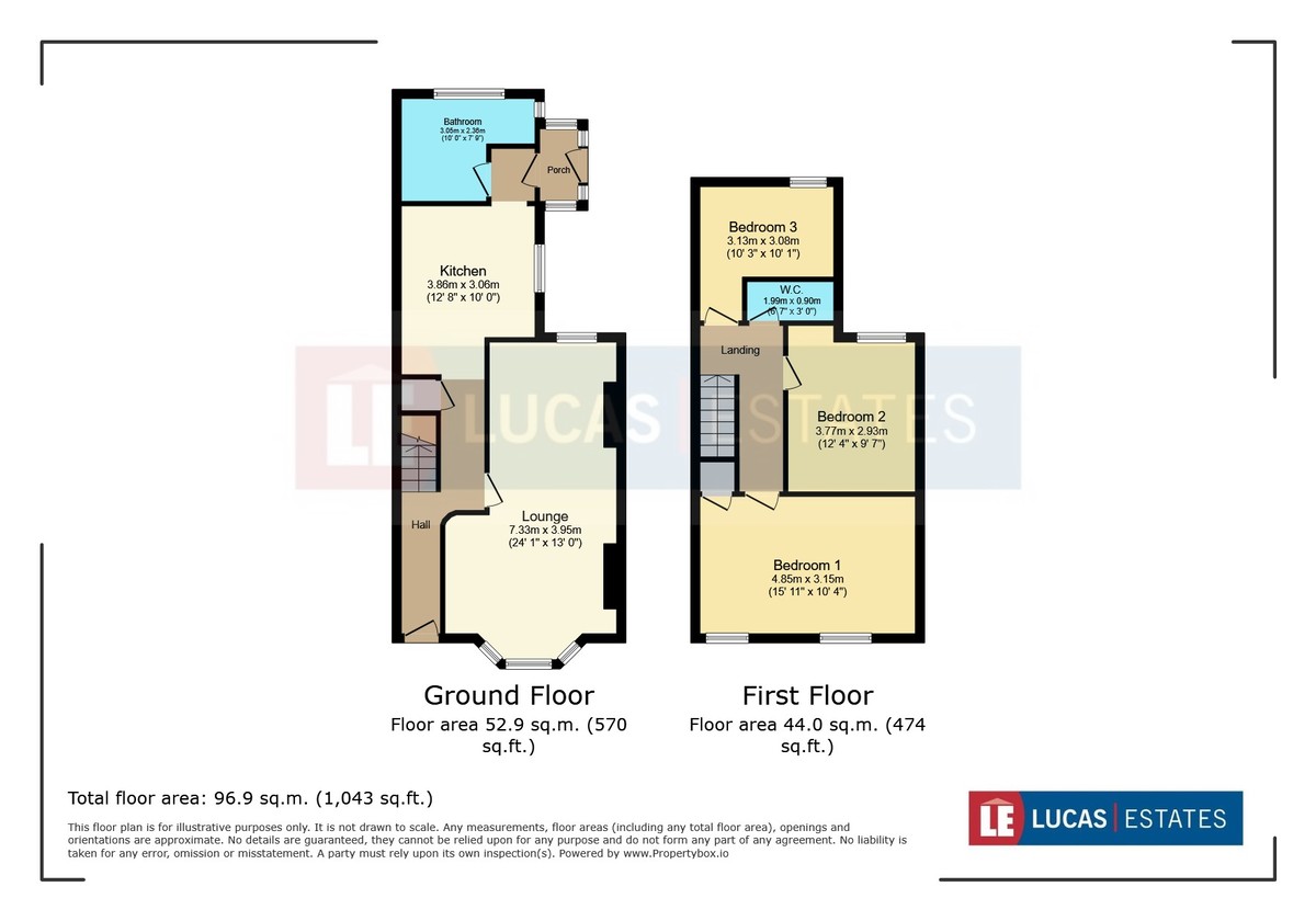 3 bed semi-detached house for sale in Lewis Street, Ystrad Mynach - Property floorplan