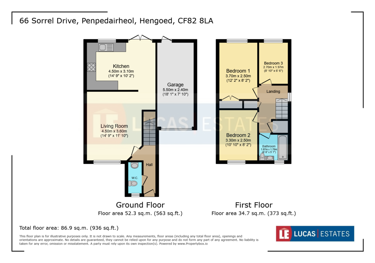 3 bed end of terrace house for sale in Sorrel Drive, Penpedairheol - Property floorplan