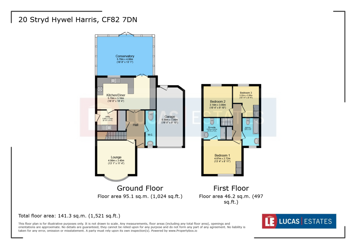3 bed detached house for sale in Stryd Hywel Harris, Ystrad Mynach - Property floorplan
