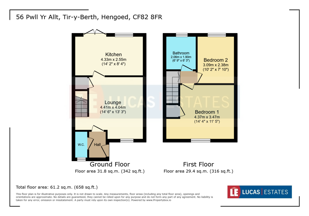 2 bed terraced house for sale in Pwll Yr Allt, Tir-y-berth - Property floorplan
