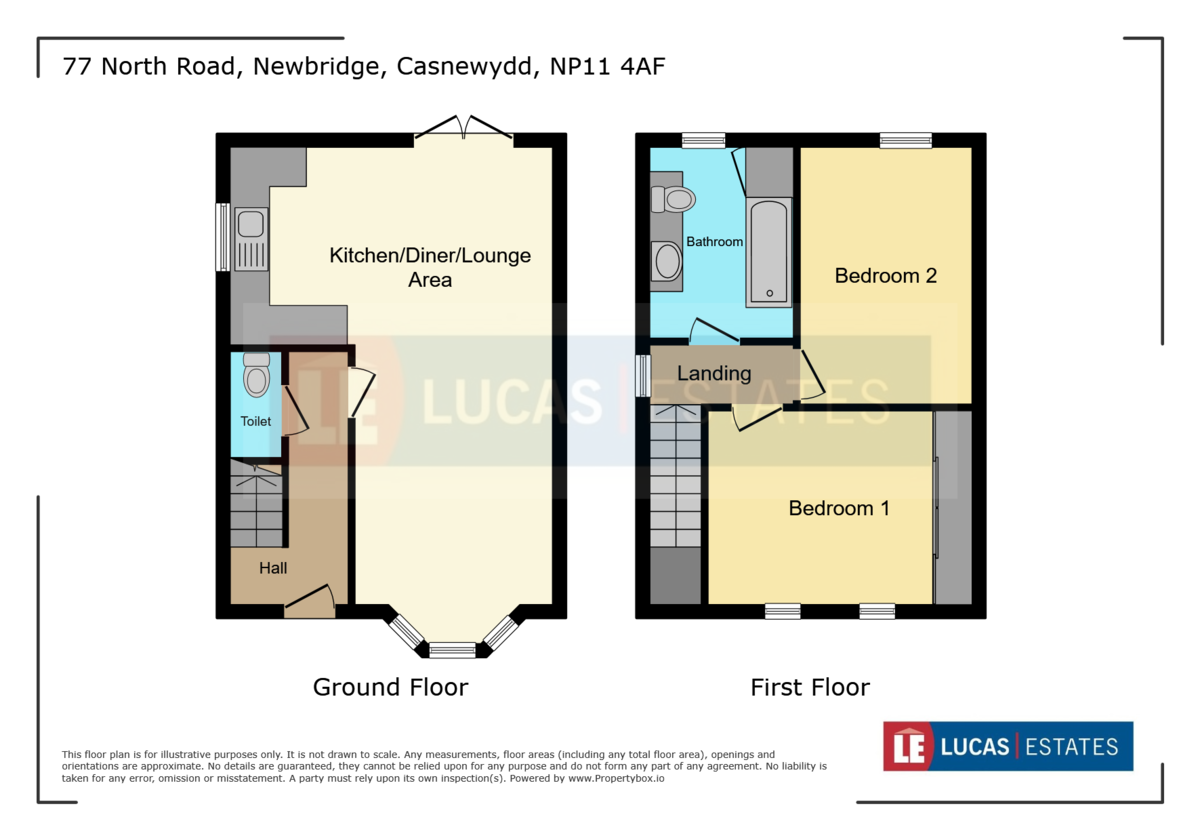 2 bed terraced house for sale in North Road, Newbridge - Property floorplan