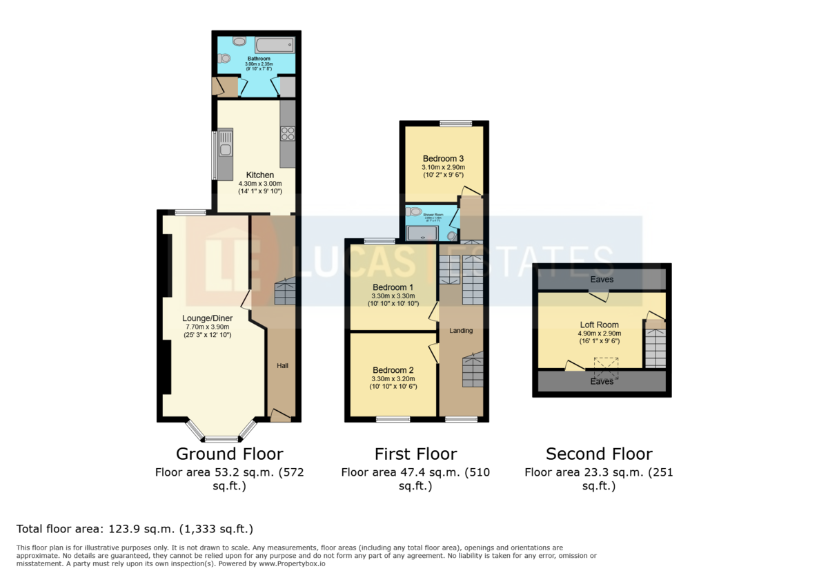 3 bed terraced house for sale in Thomas Street, Abertridwr - Property floorplan