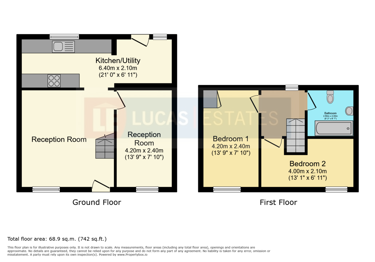 2 bed terraced house for sale in New Road, Deri, Bargoed - Property floorplan