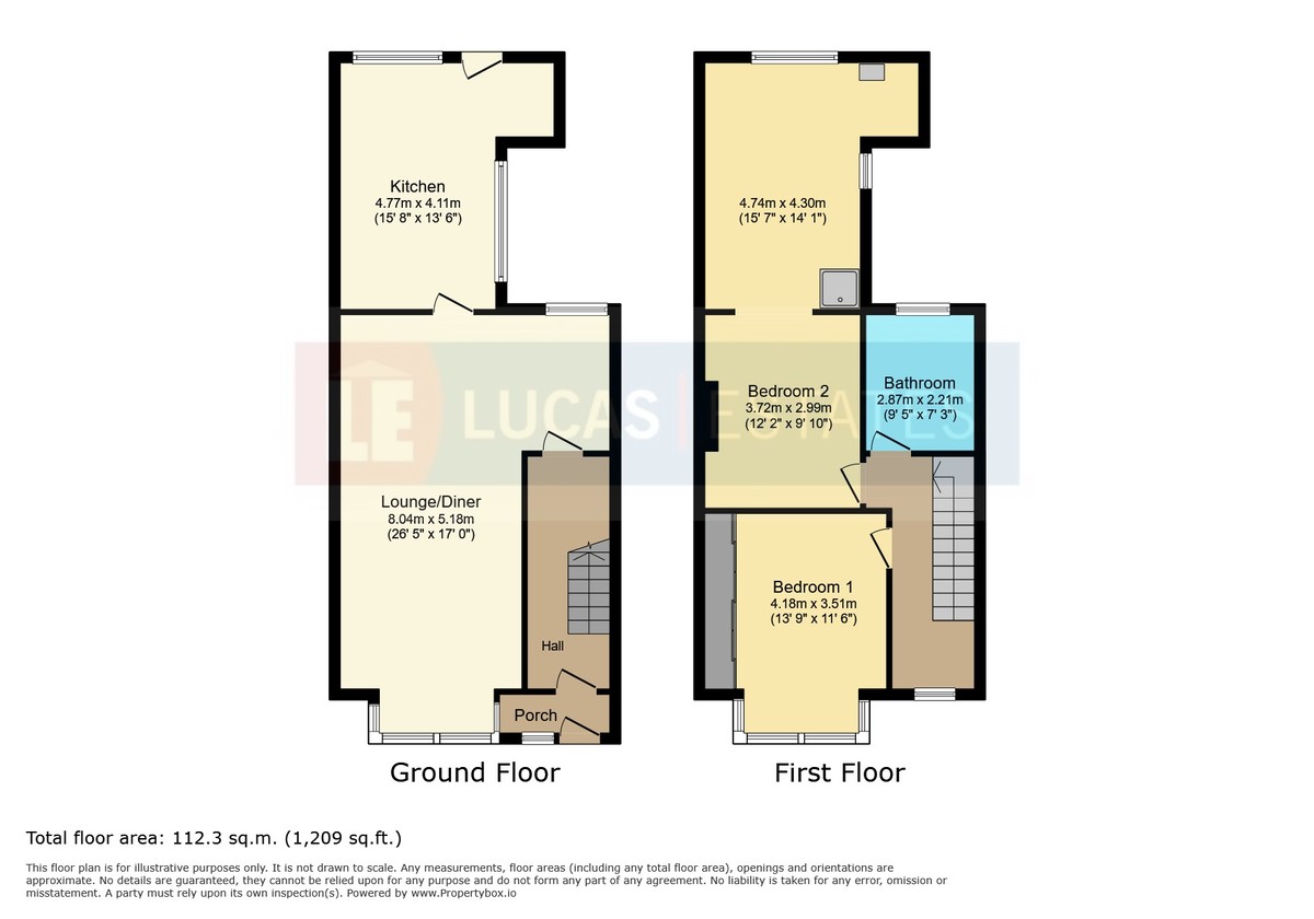 2 bed terraced house for sale in Upper Wood Street, Bargoed - Property floorplan