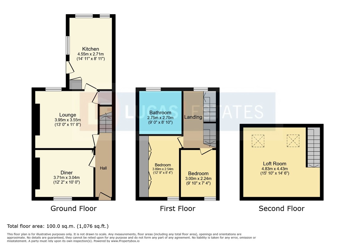 2 bed terraced house for sale in Baldwin Street, Bargoed - Property floorplan