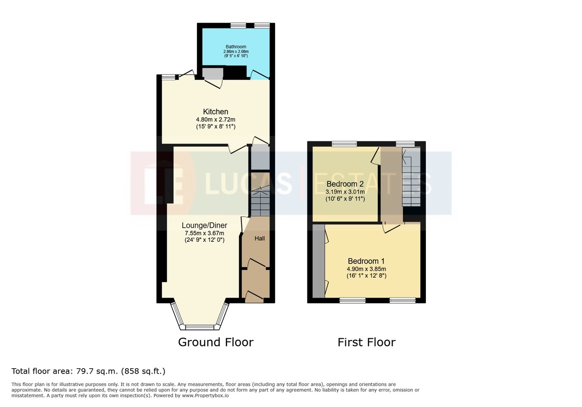 2 bed terraced house for sale in Cardiff Road, Bargoed - Property floorplan