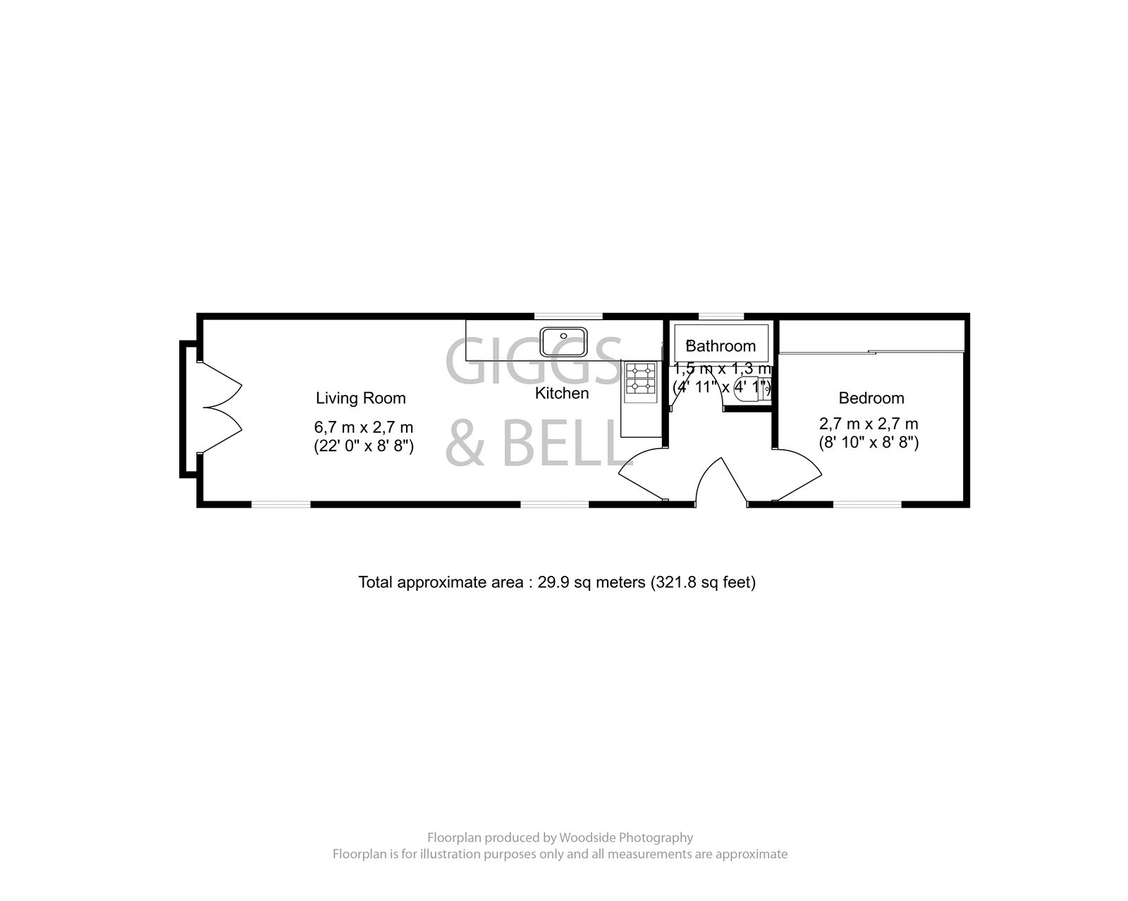 1 bed park home for sale in Woodside Home Park, Luton - Property Floorplan