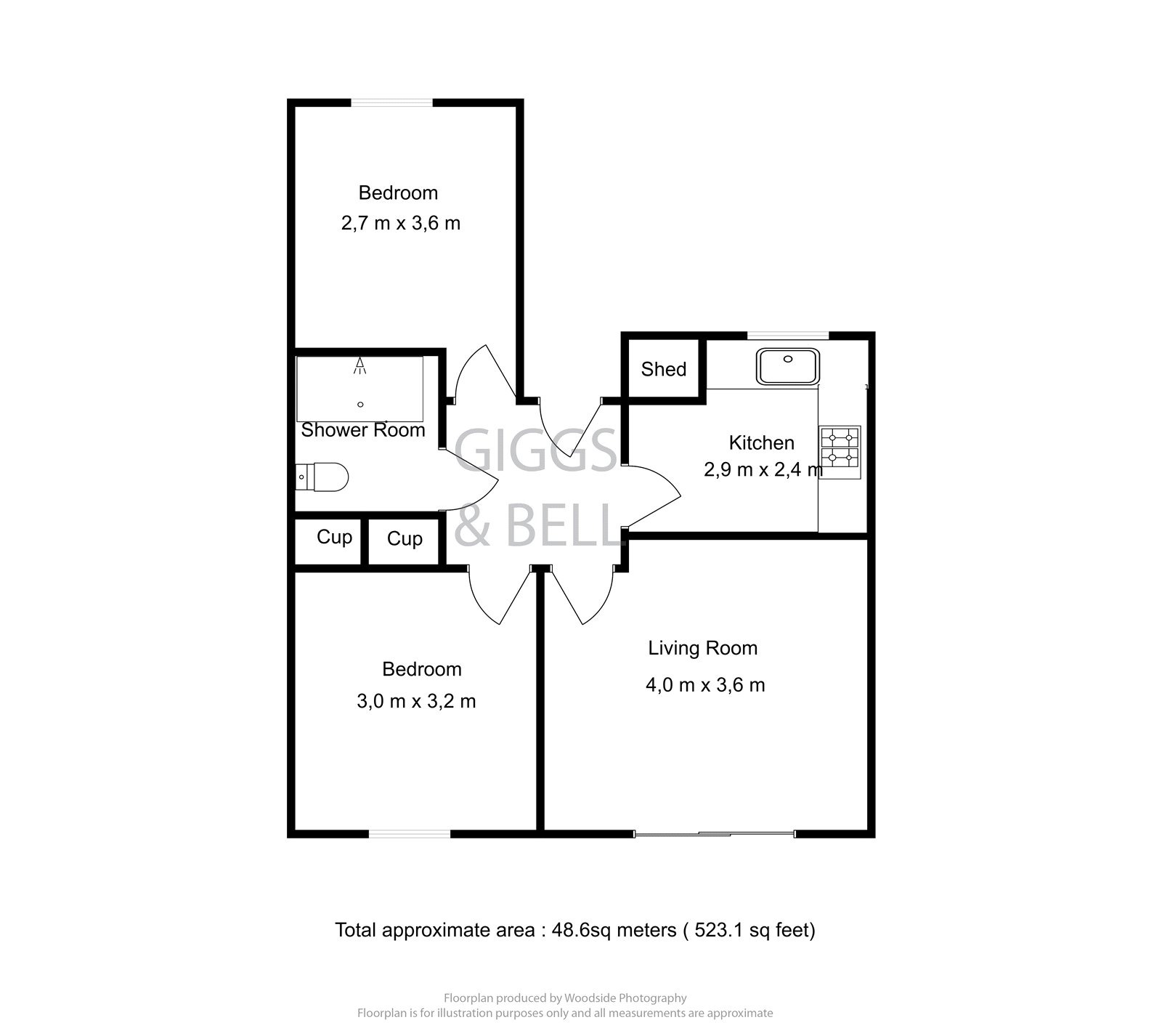 2 bed semi-detached bungalow for sale in Edgcott Close - Property Floorplan