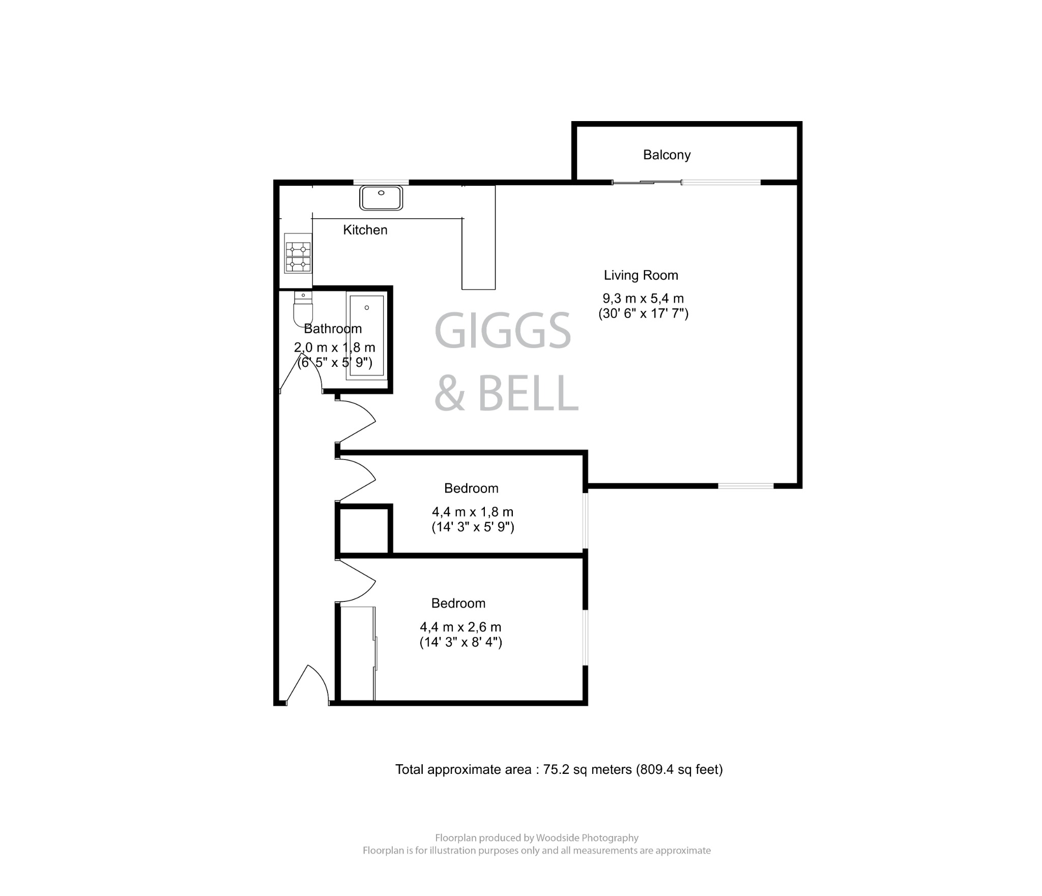 2 bed flat for sale in Primrose Close, Luton - Property Floorplan