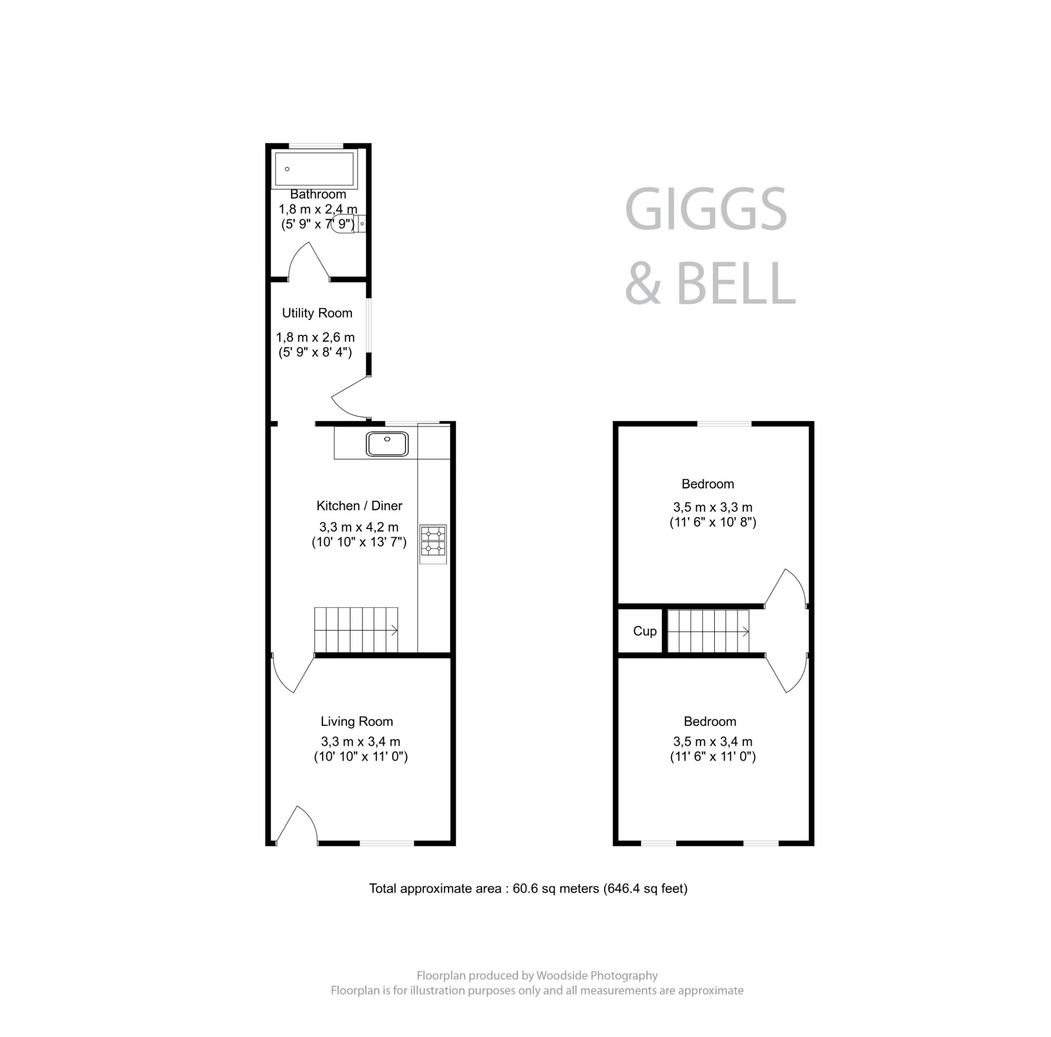 2 bed terraced house for sale in Hartley Road, Luton - Property Floorplan