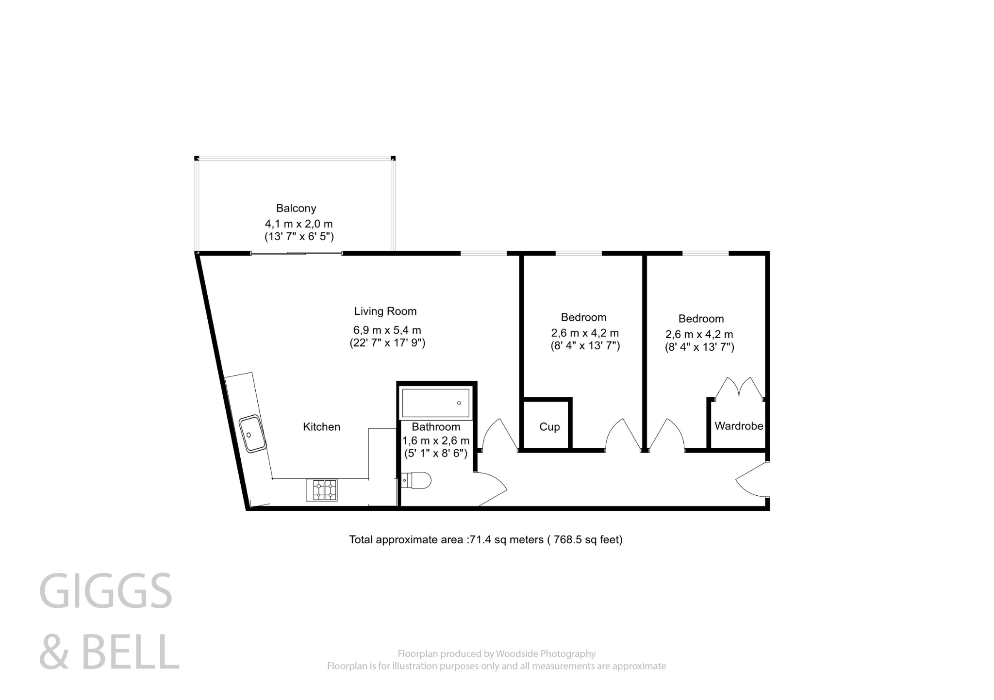 2 bed flat for sale in Foxglove Way, Luton - Property Floorplan