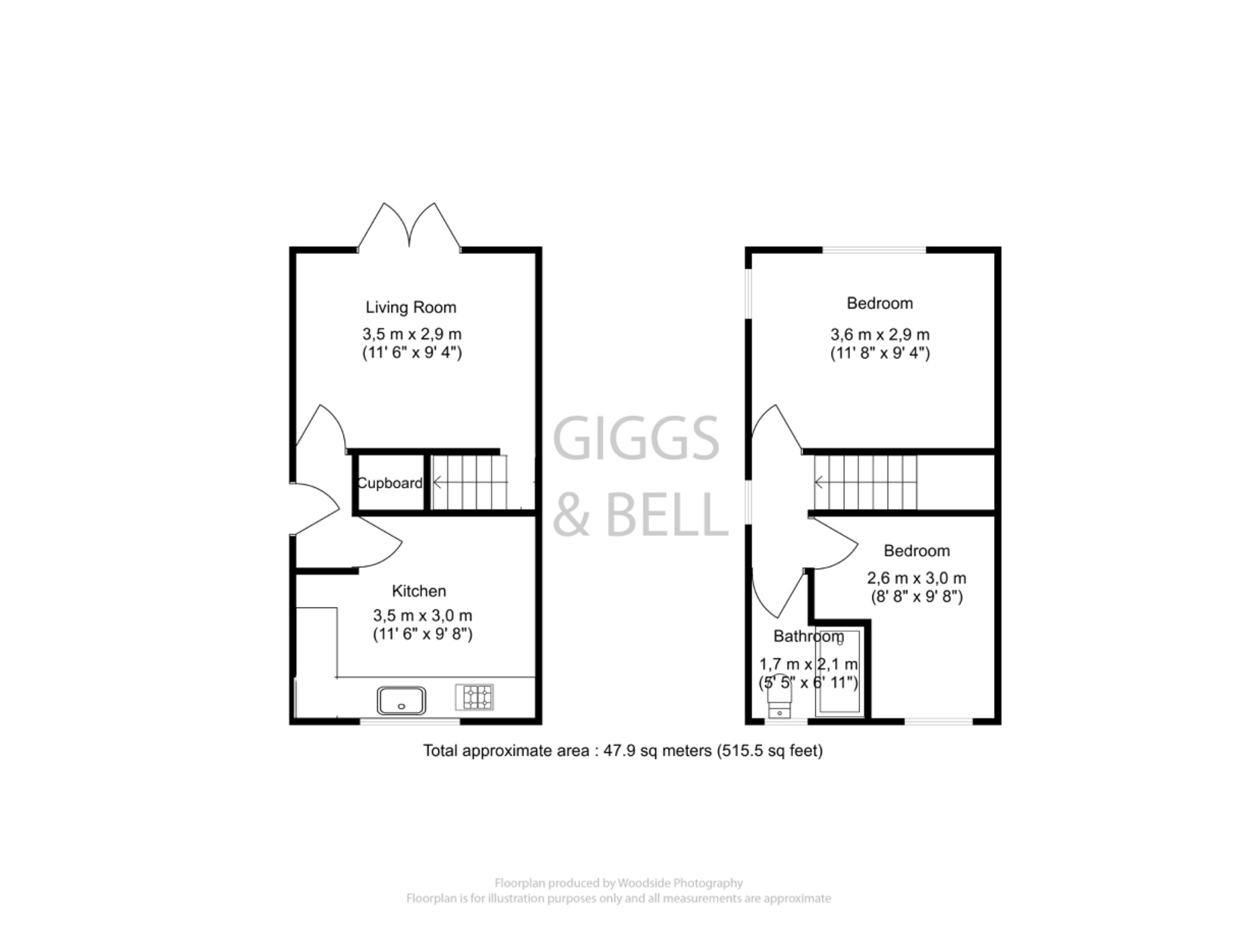 2 bed semi-detached house for sale in Barnston Close, Bedfordshire - Property Floorplan