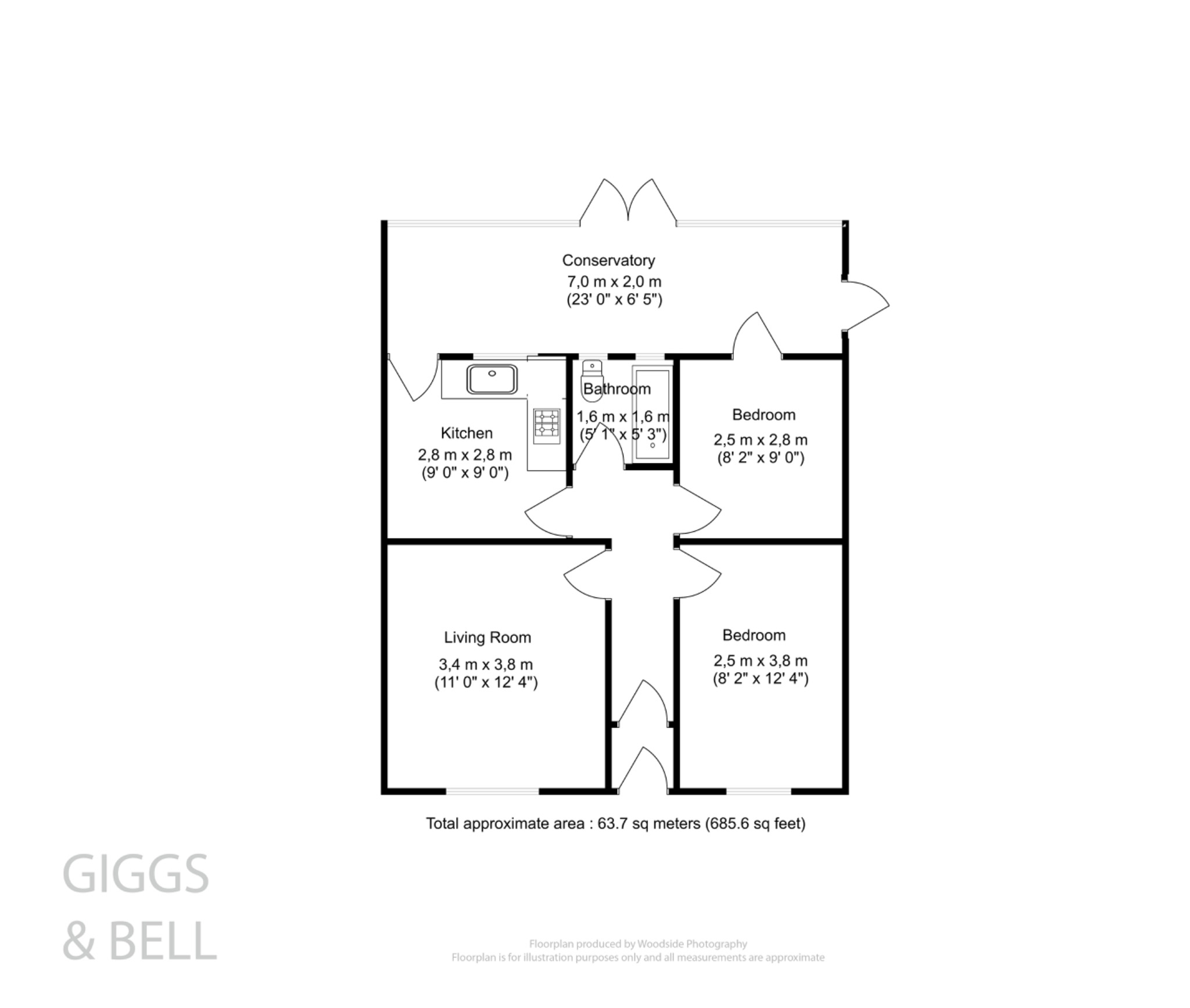 2 bed semi-detached bungalow for sale in Browning Road, Luton - Property Floorplan