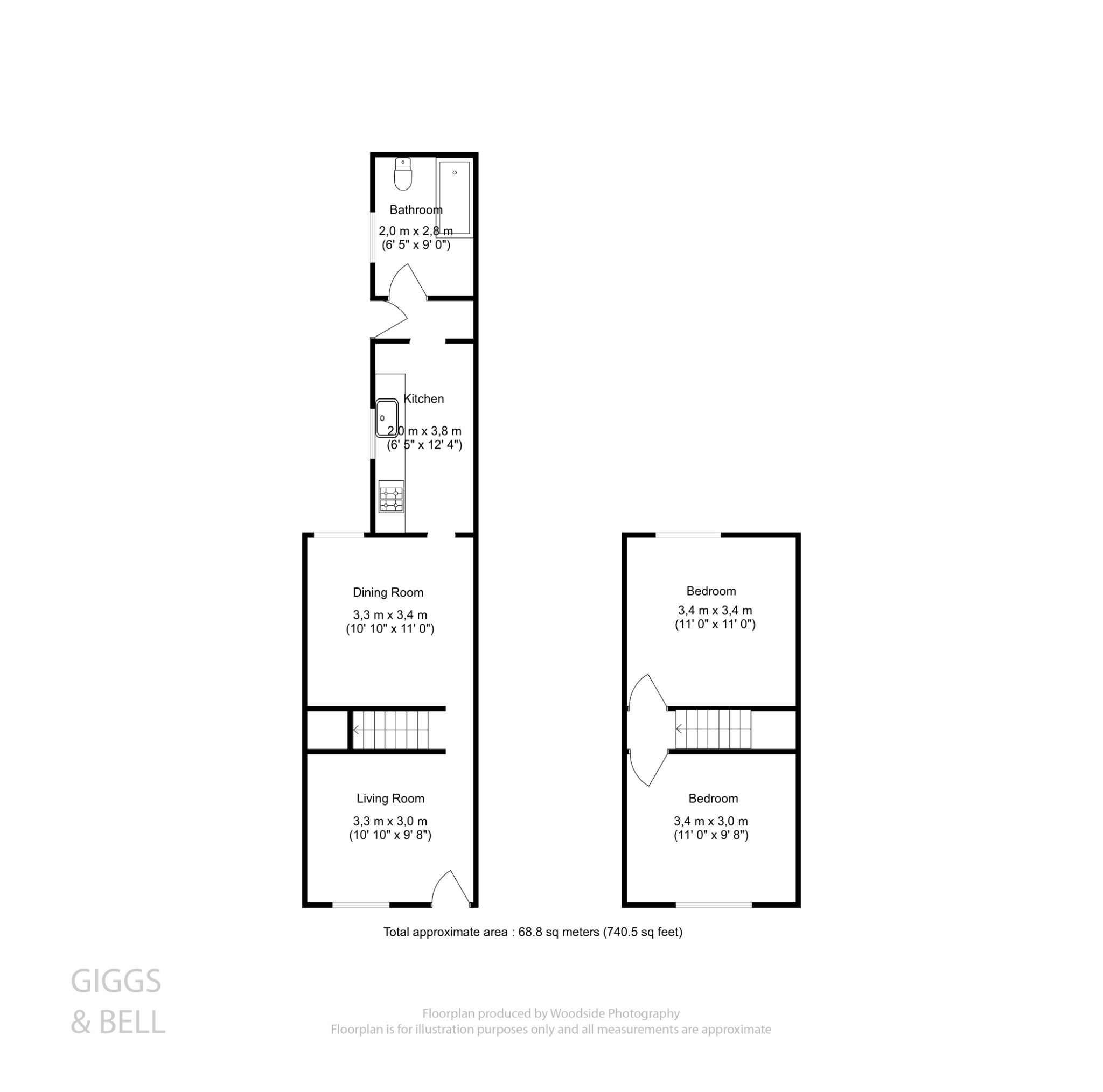 2 bed terraced house for sale in Ashton Road, Luton - Property Floorplan
