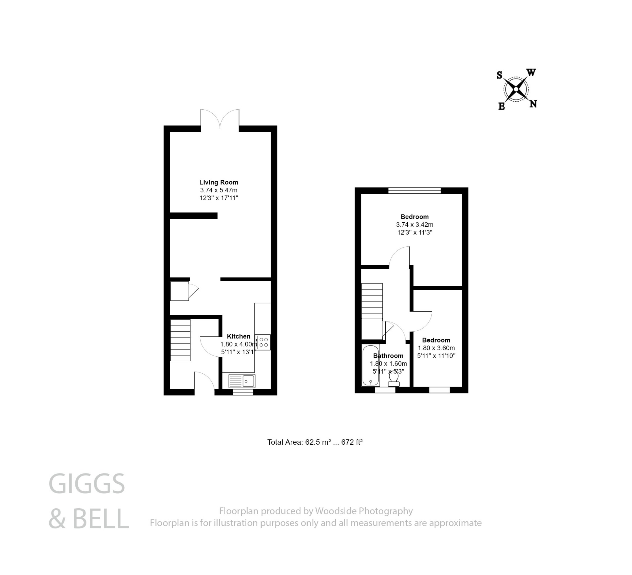 2 bed terraced house for sale in Telscombe Way, Luton - Property Floorplan