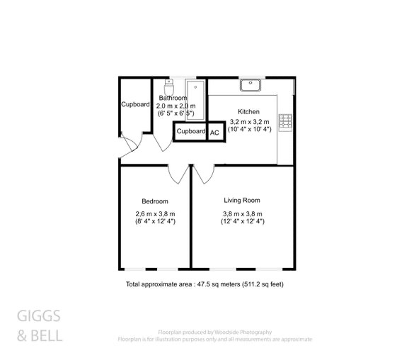 1 bed flat for sale in St Marks Close, Bedford - Property Floorplan
