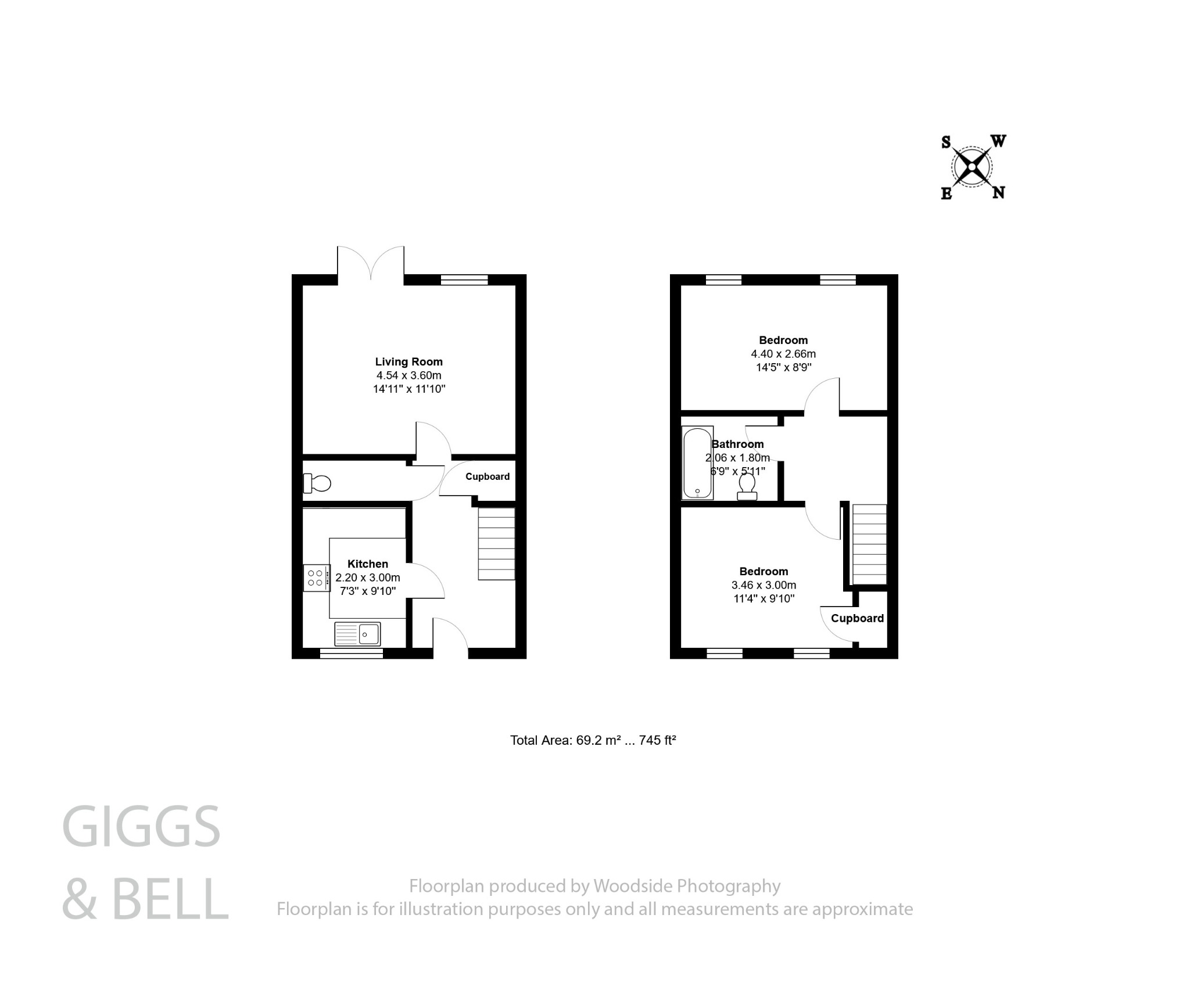 2 bed terraced house for sale in Falks Hill, Luton - Property Floorplan