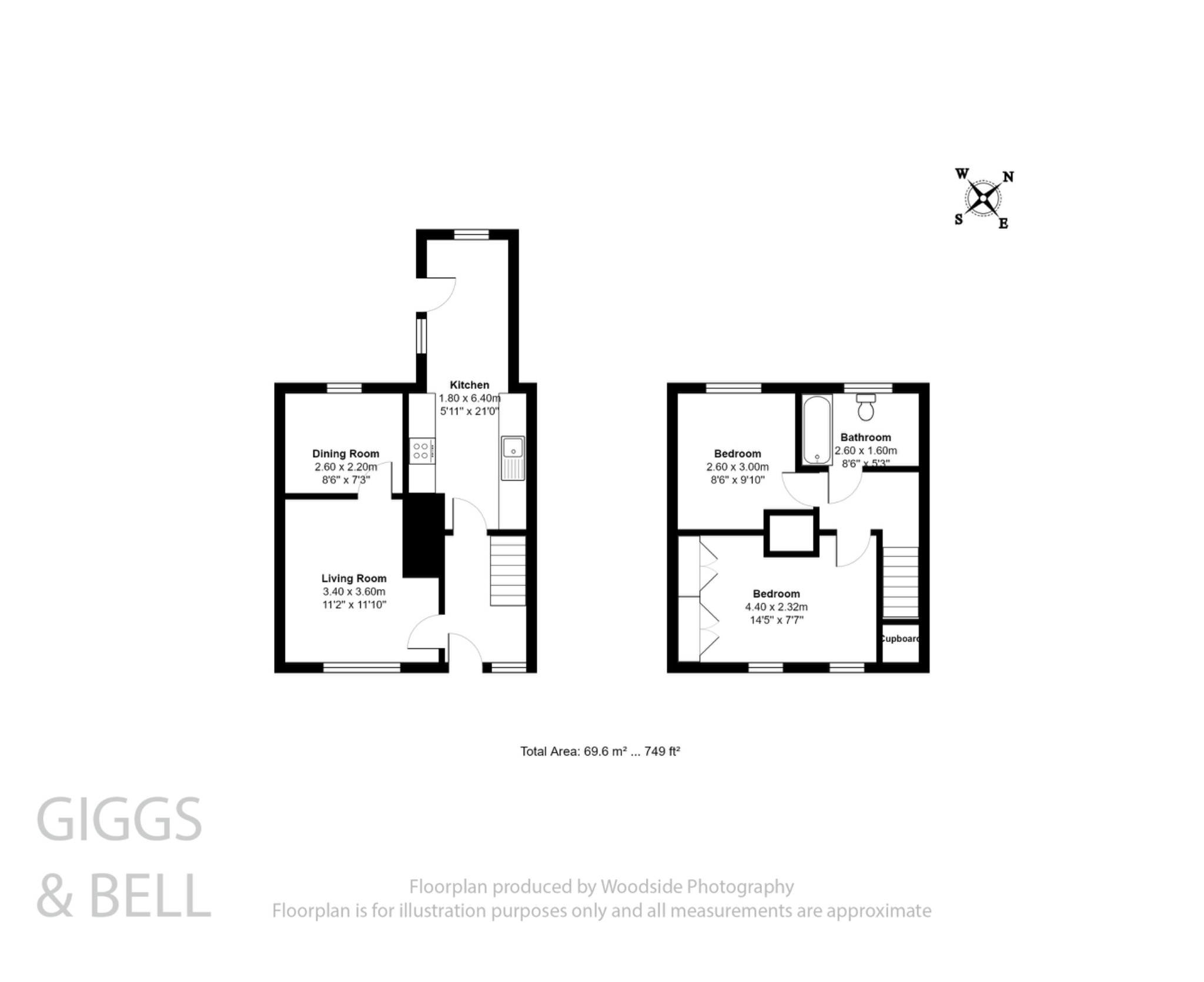 2 bed terraced house for sale in Wycliffe Close, Luton - Property Floorplan