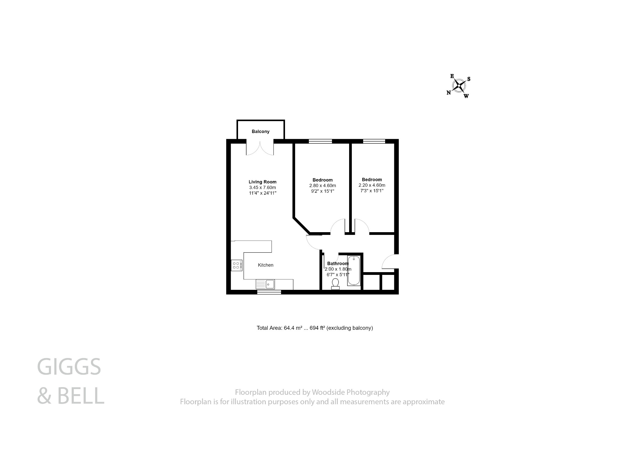 2 bed flat for sale in Old Bedford Road, Luton - Property Floorplan