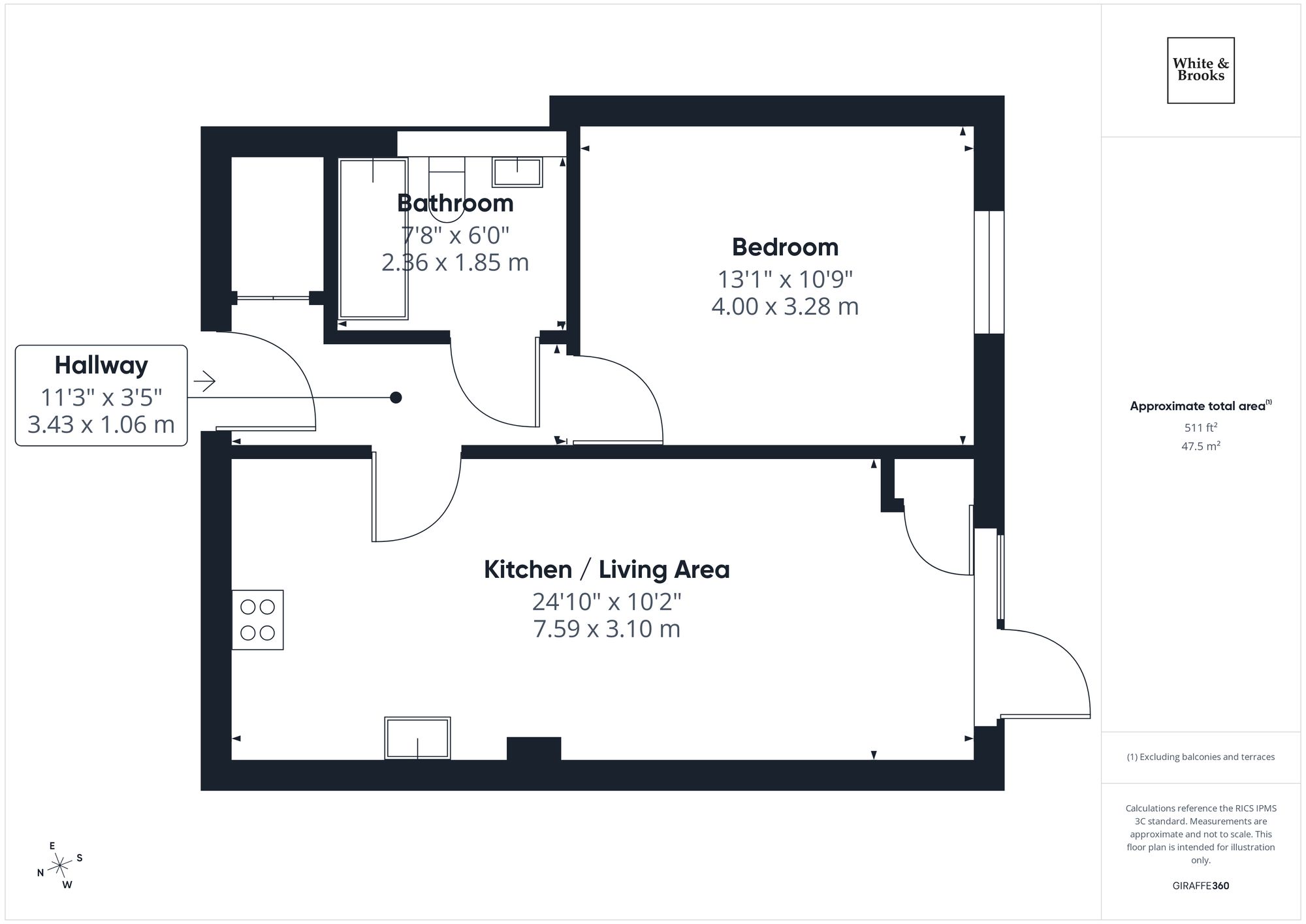 1 bed apartment for sale in Limestone Road, Wilding House Limestone Road, PO20 - Property floorplan