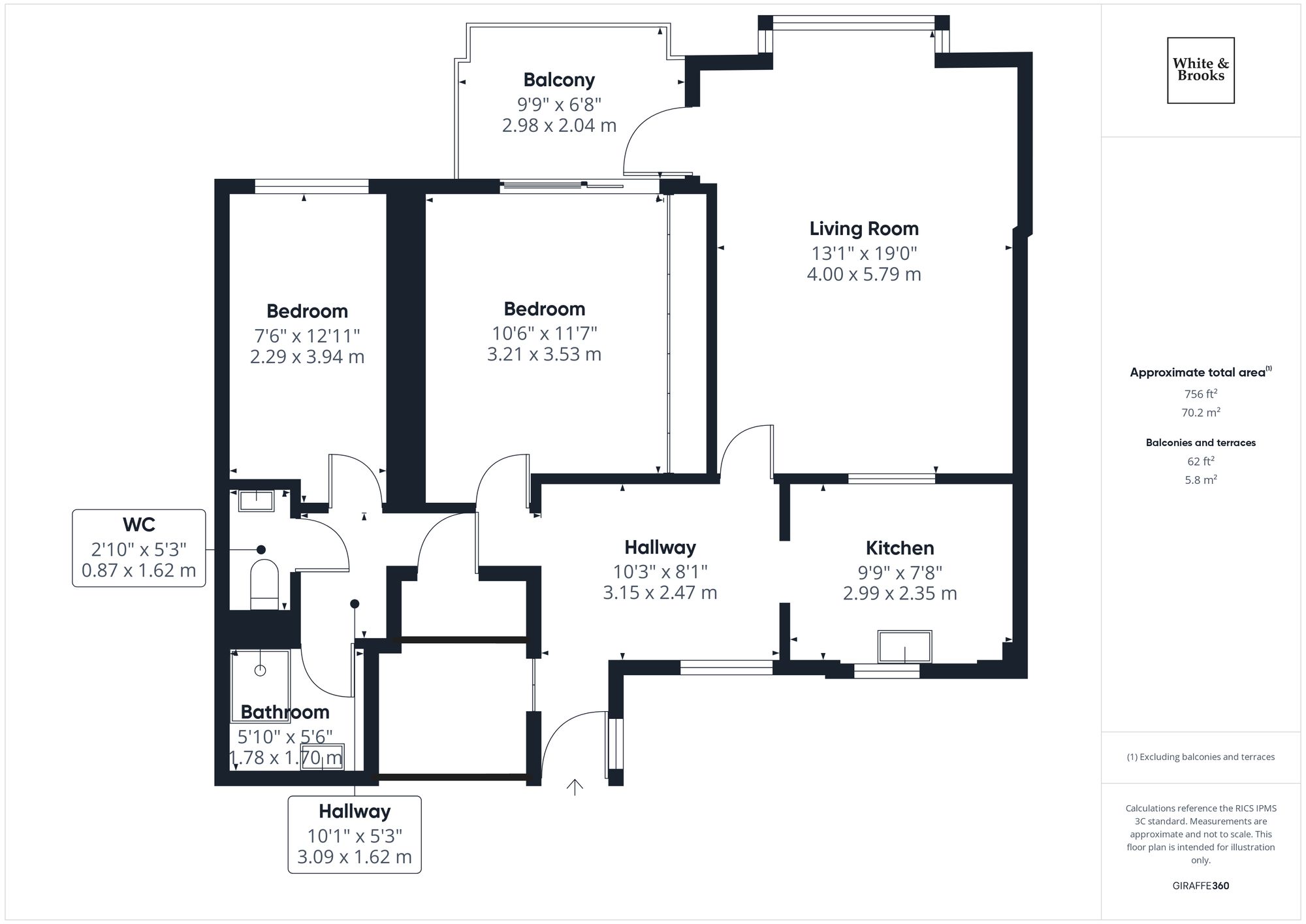 2 bed flat for sale in Belmont Street, Mountbatten Court Belmont Street, PO21 - Property floorplan