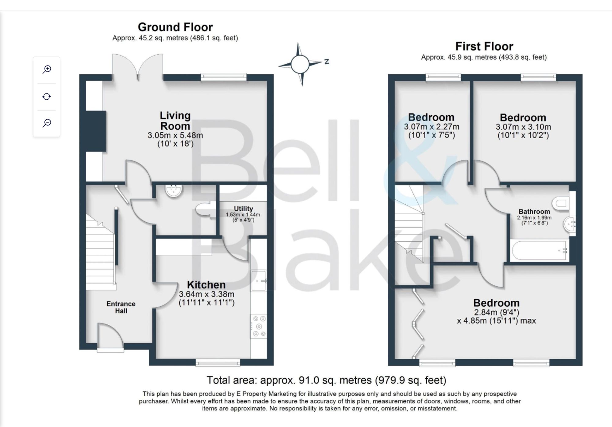 3 bed terraced house for sale in Rendell Gardens, Chichester, PO19 - Property floorplan