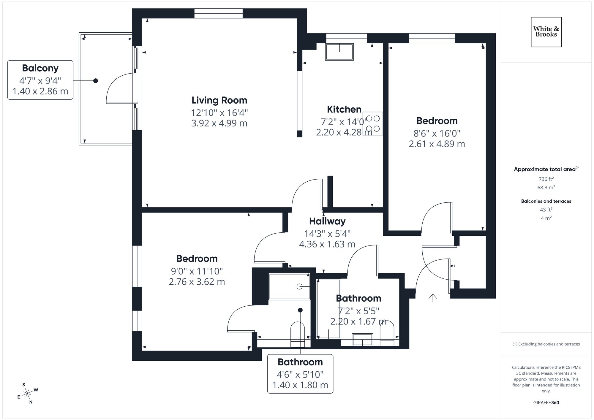 2 bed flat for sale in Richard Road, Chichester, PO19 - Property floorplan