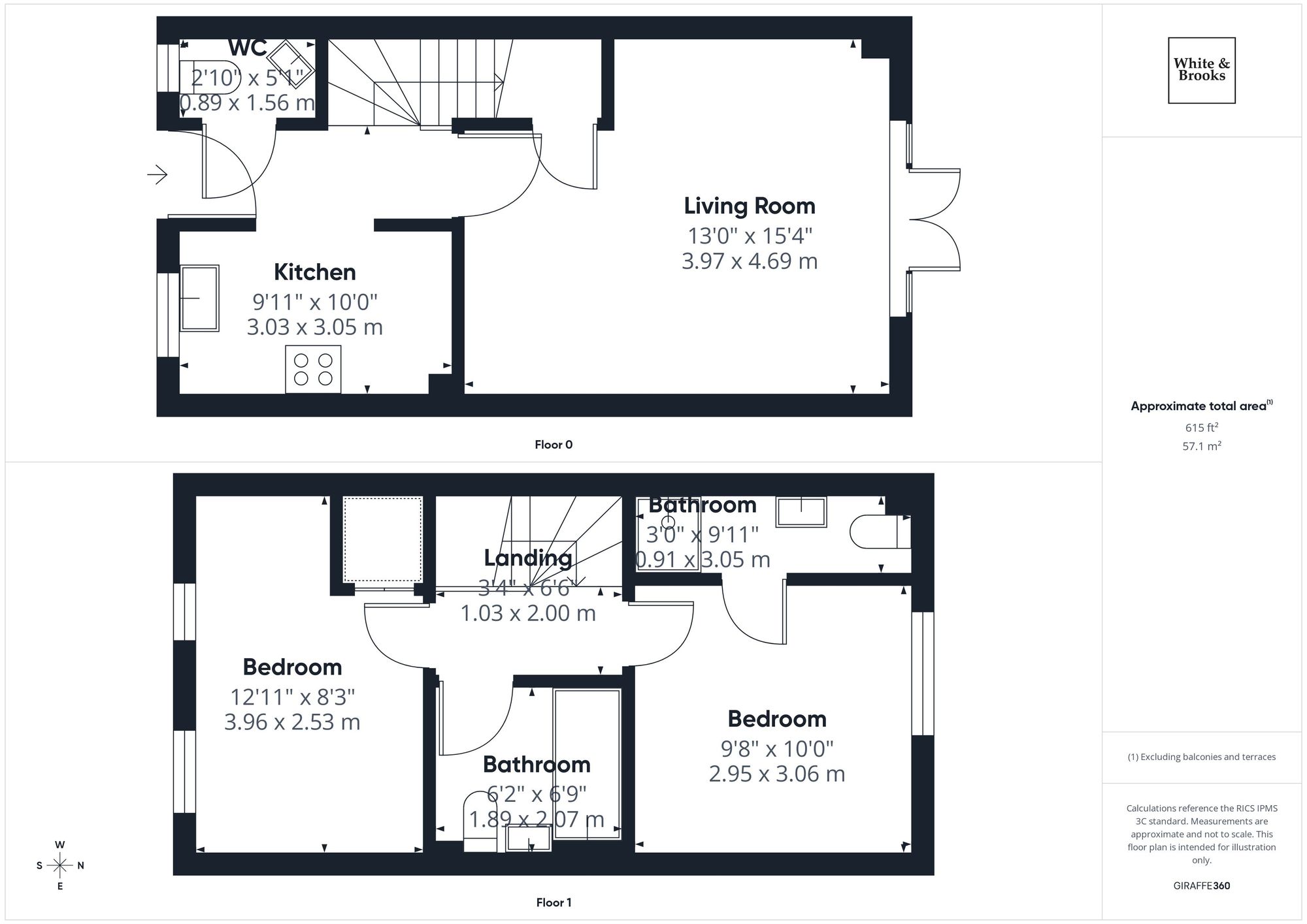 2 bed terraced house for sale in Eider Drive, Chichester, PO20 - Property floorplan