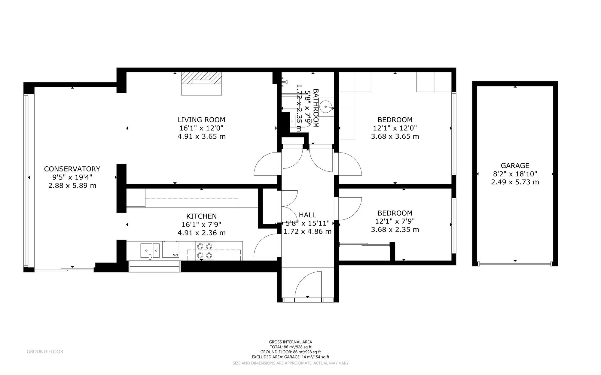 2 bed semi-detached bungalow for sale in The Causeway, Pagham, PO21 4PQ - Property floorplan