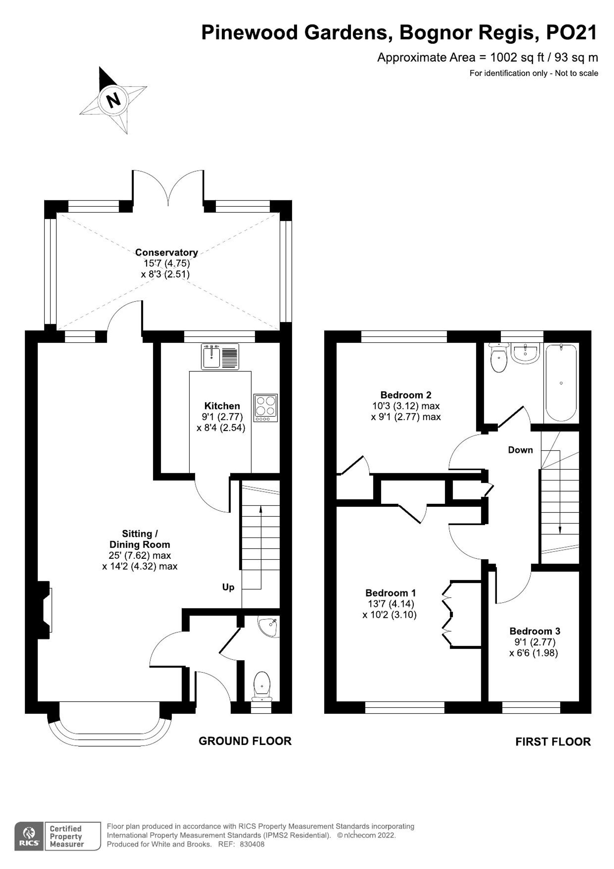 3 bed mid-terraced house for sale in Pinewood Gardens, Bognor Regis, PO21 - Property floorplan