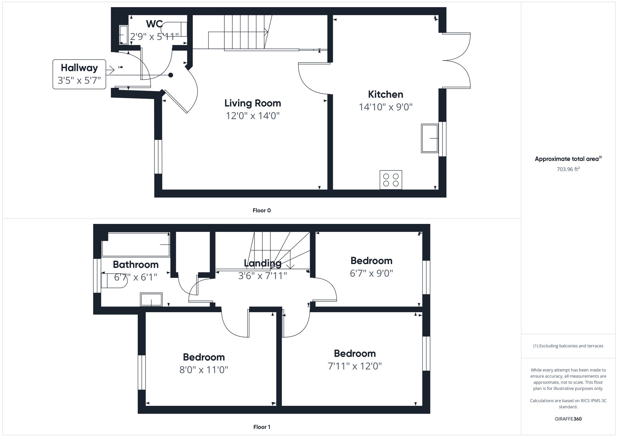 3 bed terraced house for sale in Sanctuary Gardens, Felpham, PO22 - Property floorplan