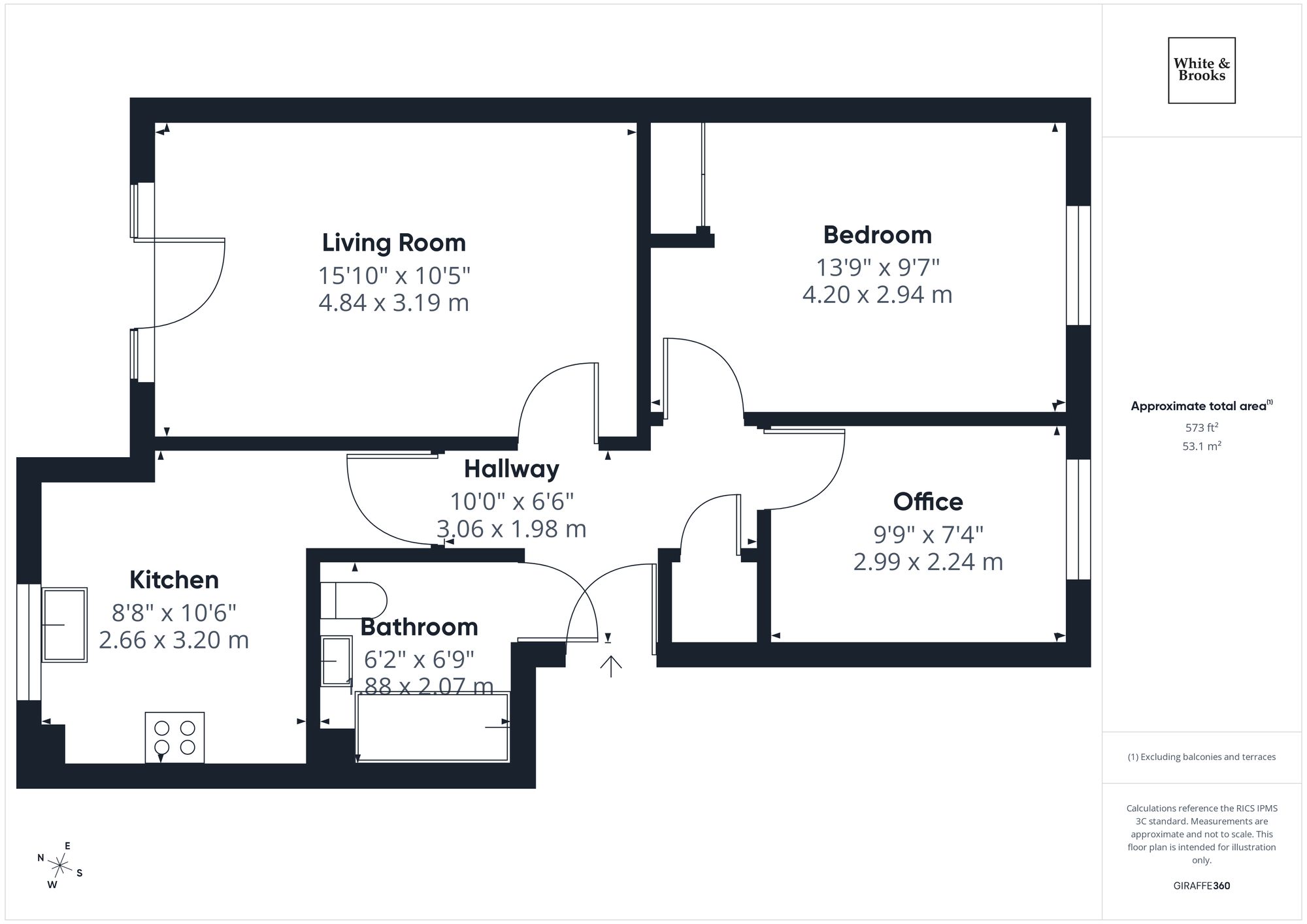 2 bed apartment for sale in Bewick Gardens, Chichester, PO19 - Property floorplan