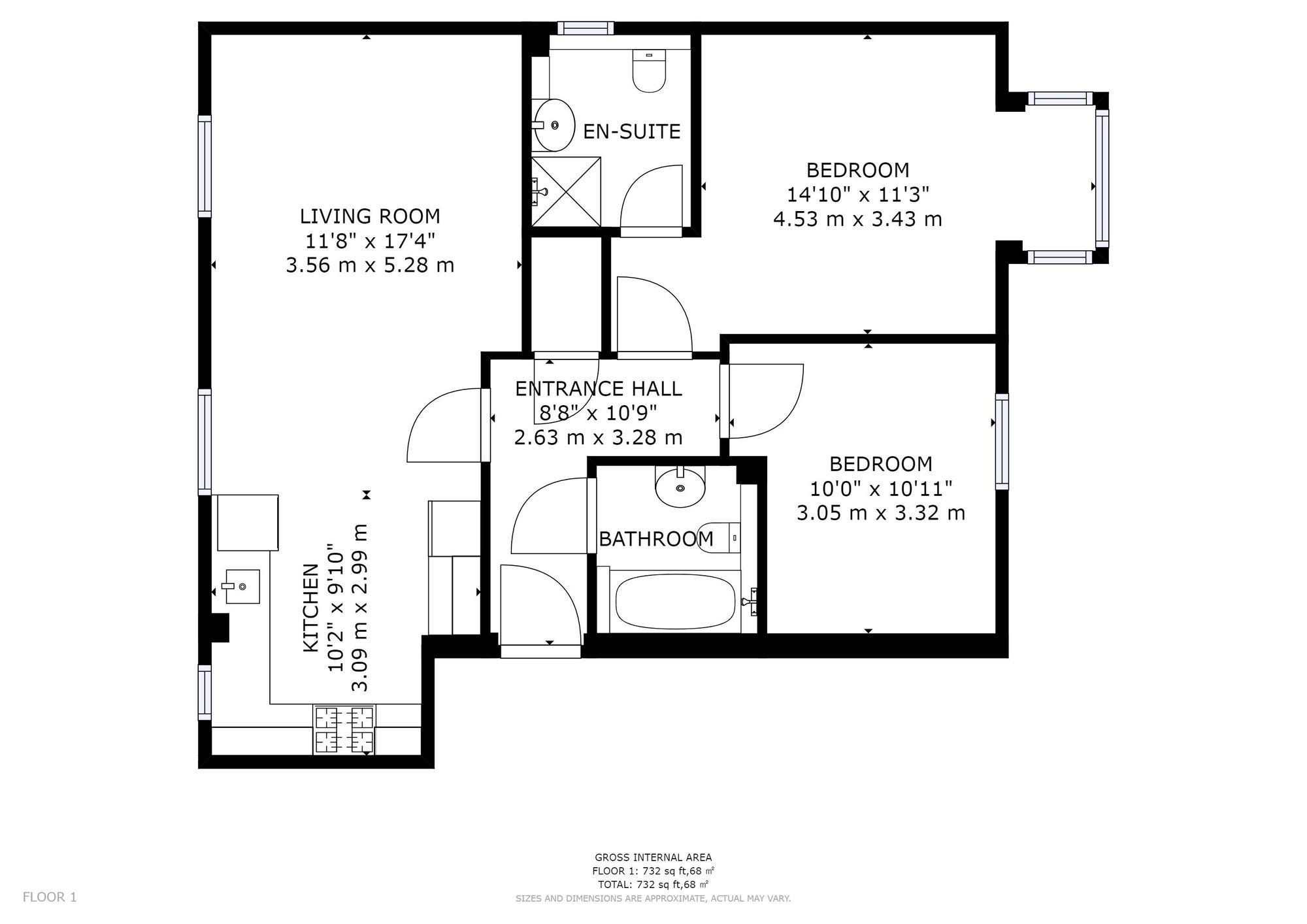 2 bed flat for sale in Adlington Gardens, Adlington House, PO21 - Property floorplan