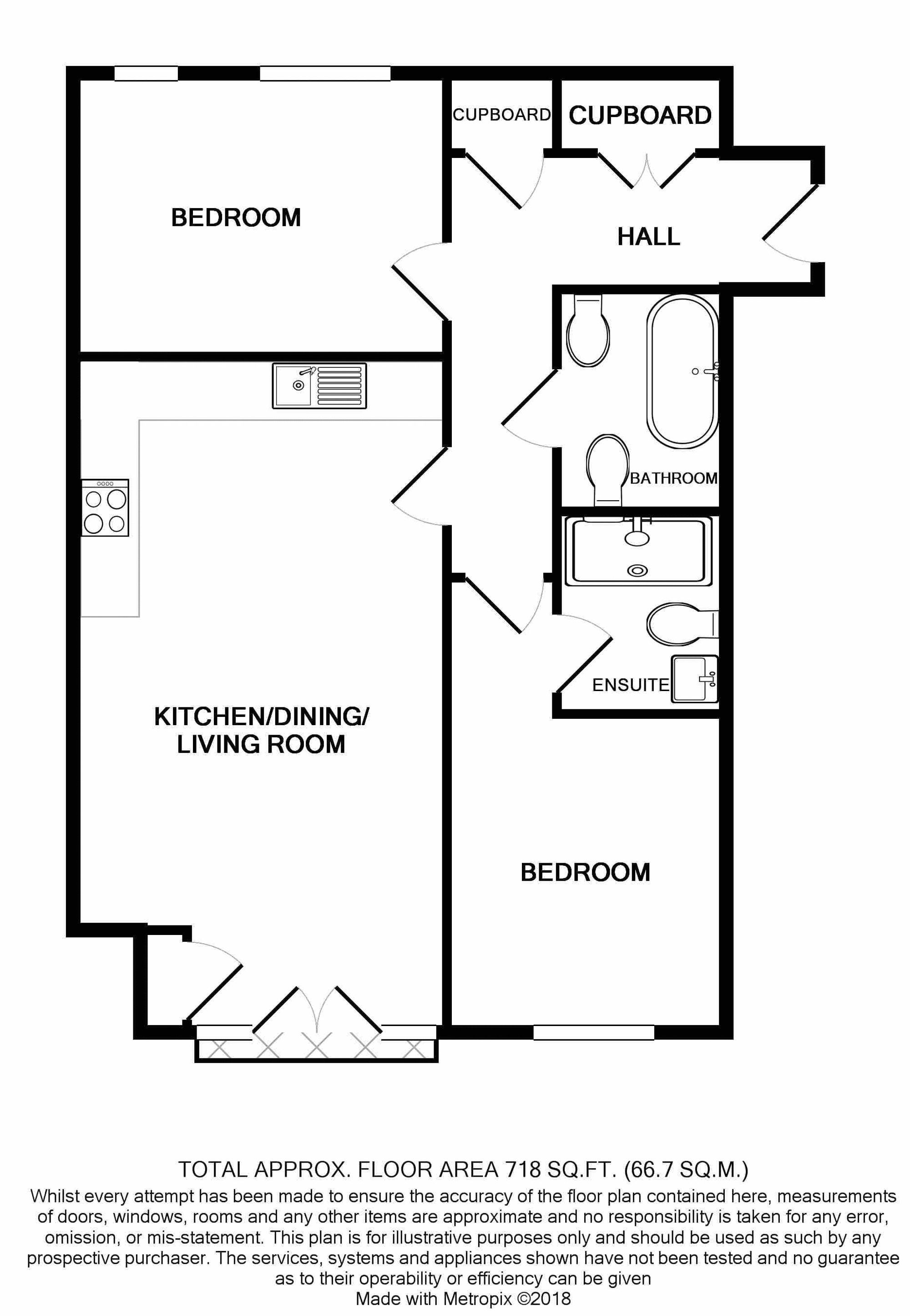 2 bed apartment for sale in Milton Place, Broomfield Way, Felpham, PO22 8FD - Property floorplan