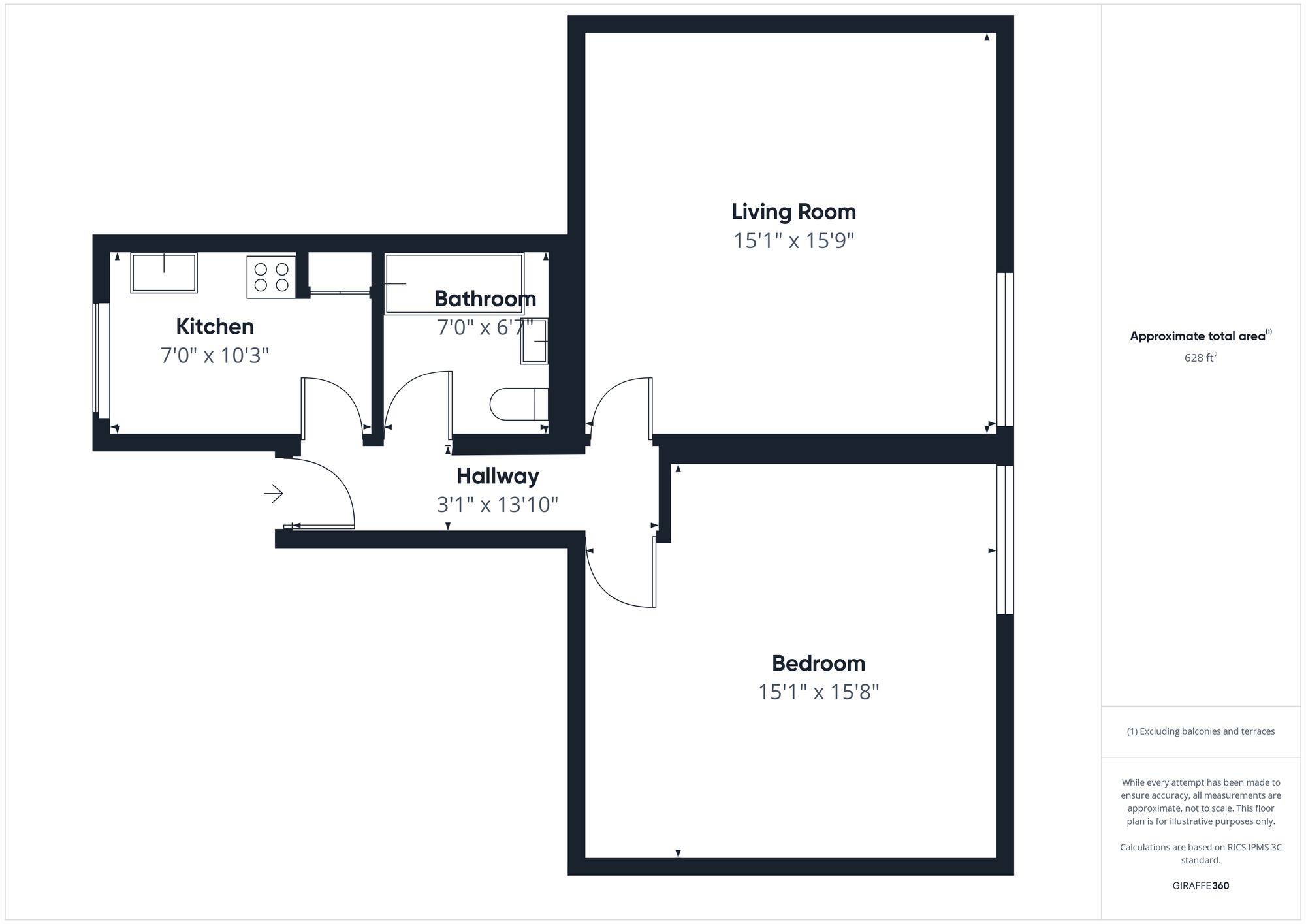 1 bed flat for sale in Petworth Court, Felpham Road, Felpham, PO22 7PQ - Property floorplan