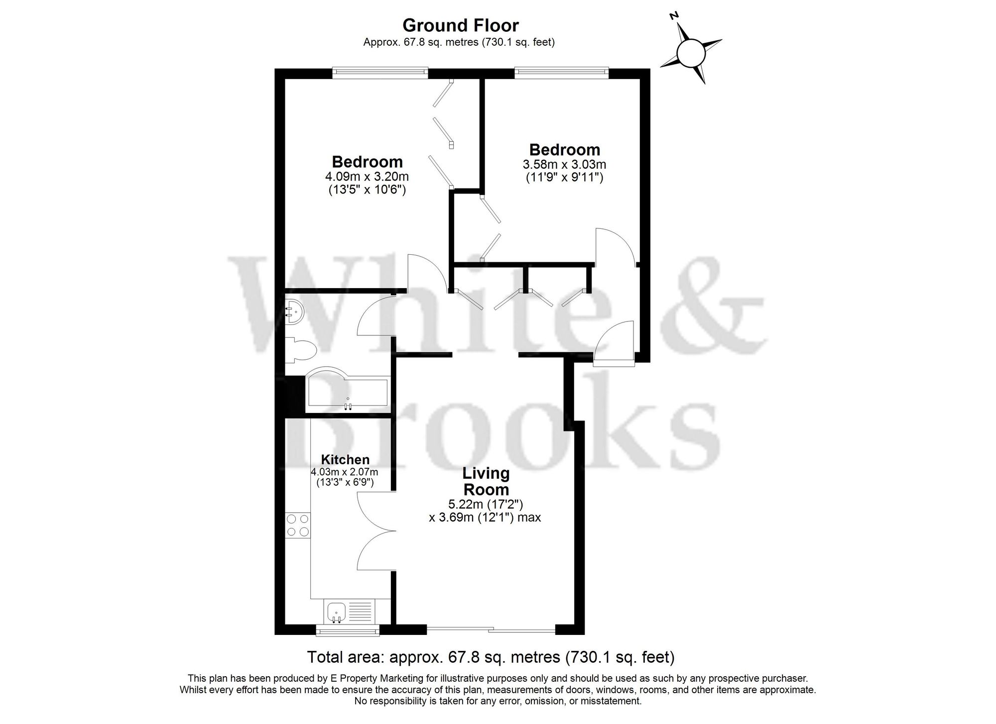 2 bed flat for sale in Lion Court, Mill Park Road, Nyetimber, PO21 3PA - Property floorplan