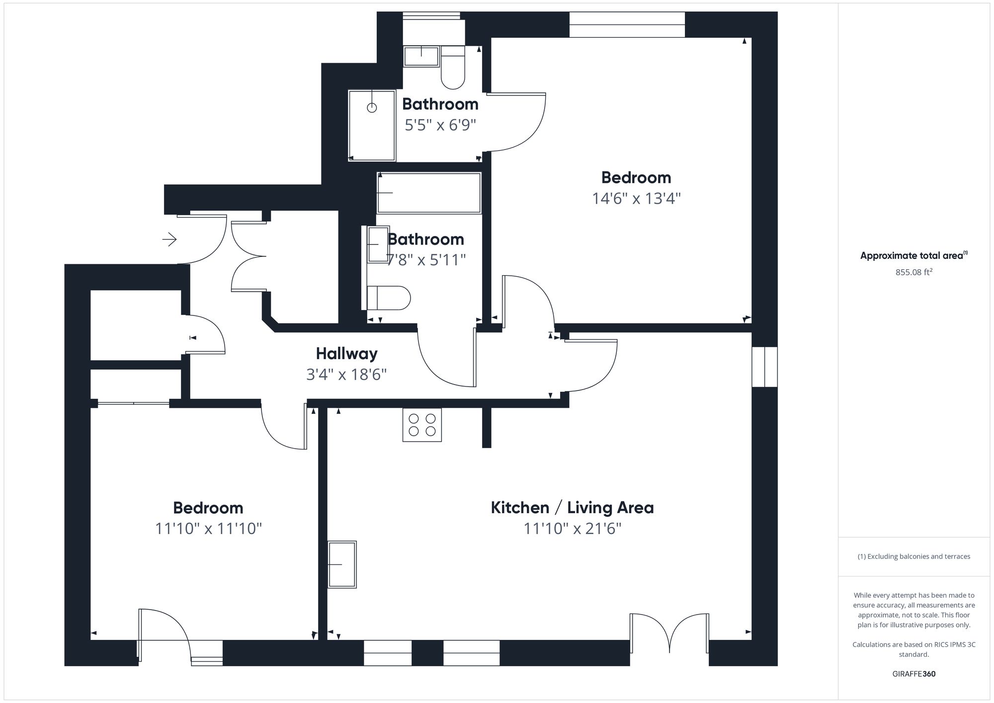 2 bed apartment for sale in Longley Road, Chichester, PO19 - Property floorplan