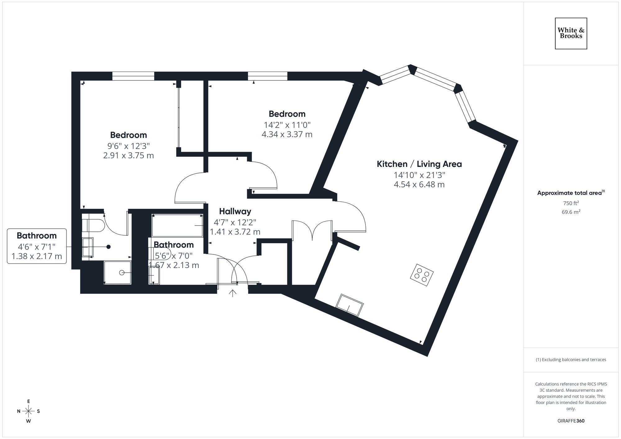 2 bed apartment for sale in St. Agnes Place, Chichester, PO19 - Property floorplan