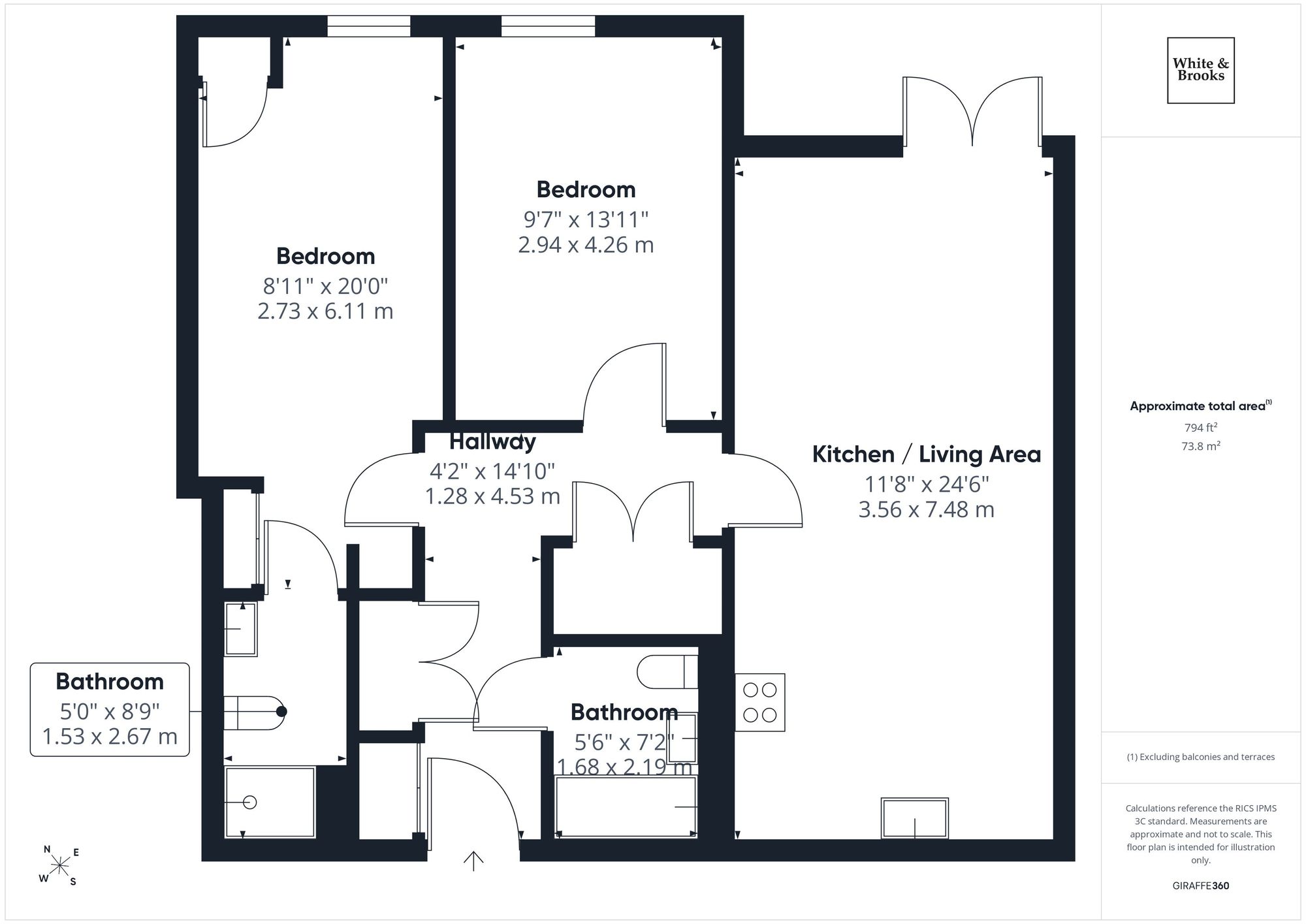 2 bed flat for sale in John Rennie Road, Chichester, PO19 - Property floorplan