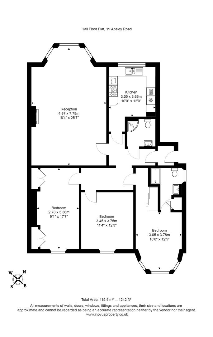 3 bed flat for sale in Apsley Road, Bristol - Property floorplan