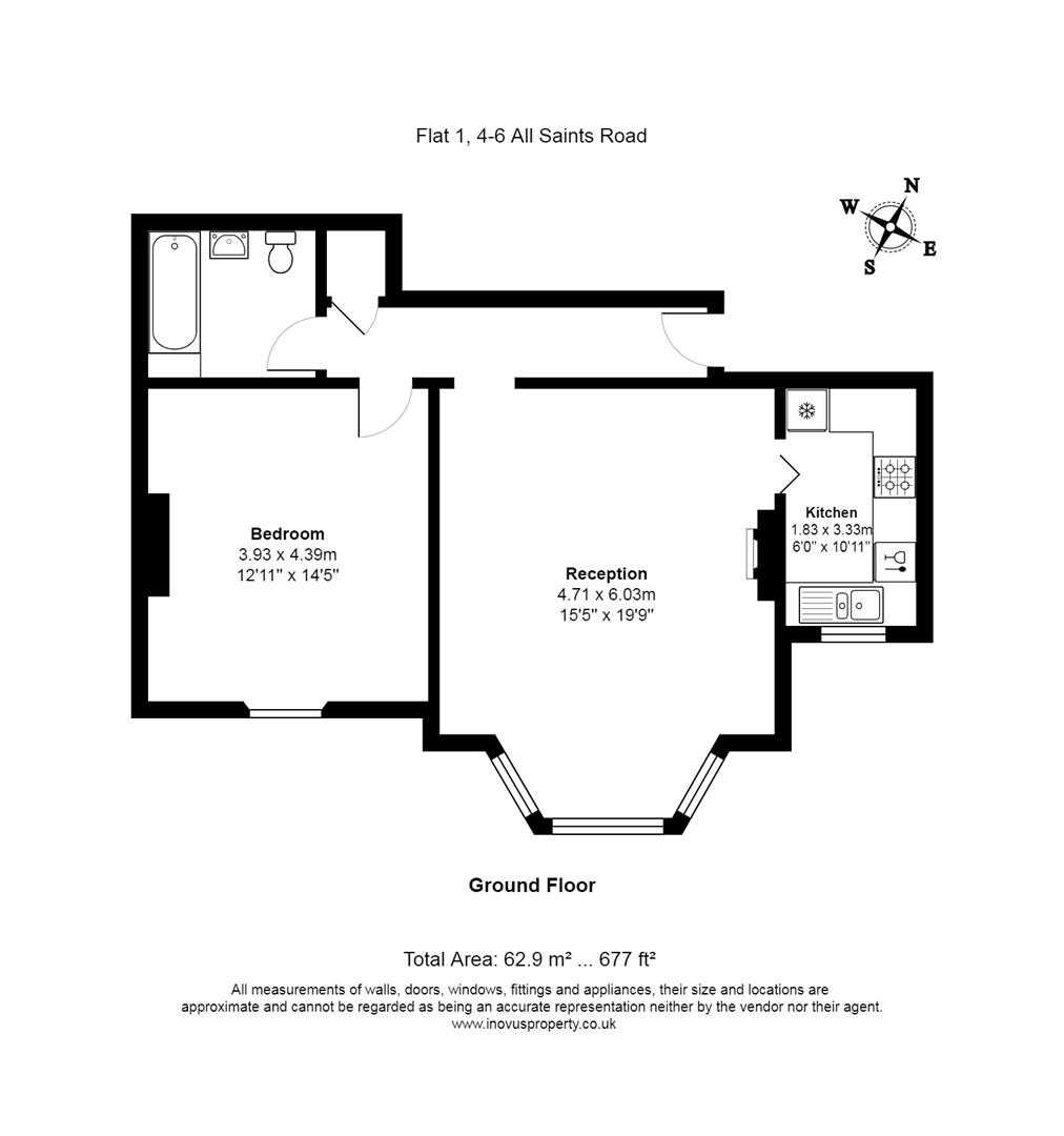 1 bed flat for sale in All Saints Road, Bristol - Property floorplan