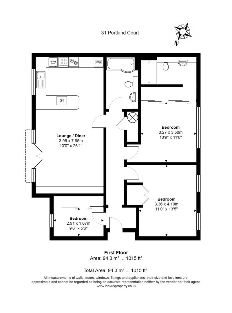 3 bed flat for sale in Cumberland Close, Bristol - Property floorplan