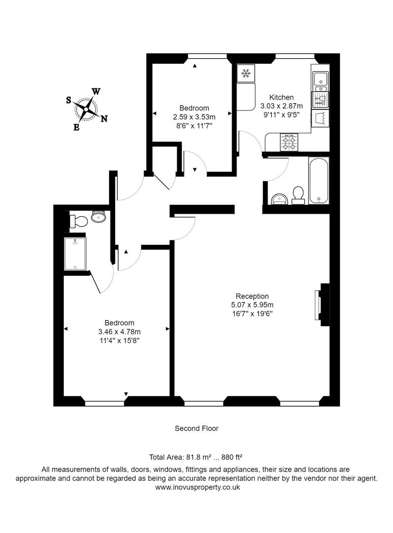 2 bed flat for sale in Rodney Place, Bristol - Property floorplan