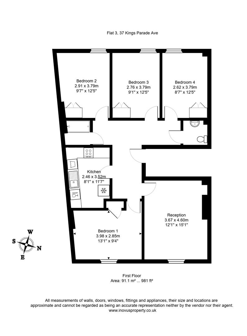 4 bed apartment to rent in Kings Parade Avenue, Bristol - Property floorplan