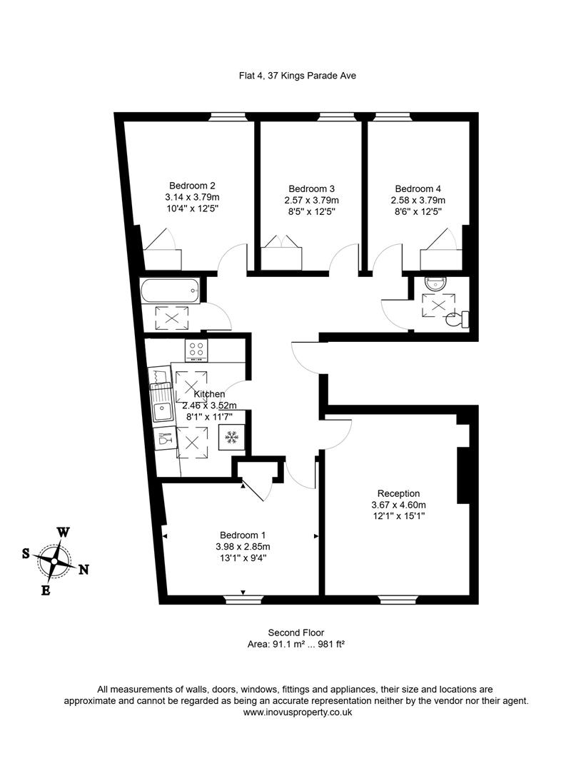 4 bed apartment to rent in Kings Parade Avenue, Bristol - Property floorplan