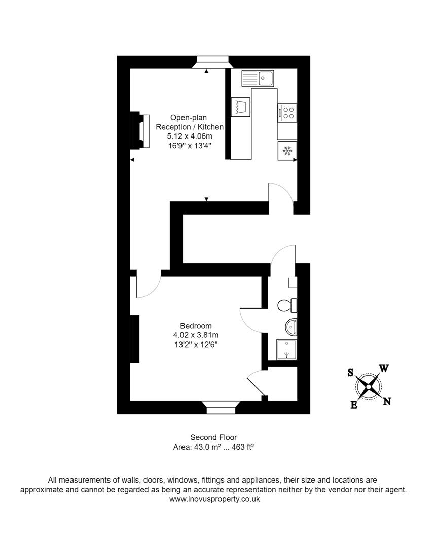 1 bed apartment for sale in Anglesea Place, Bristol - Property floorplan