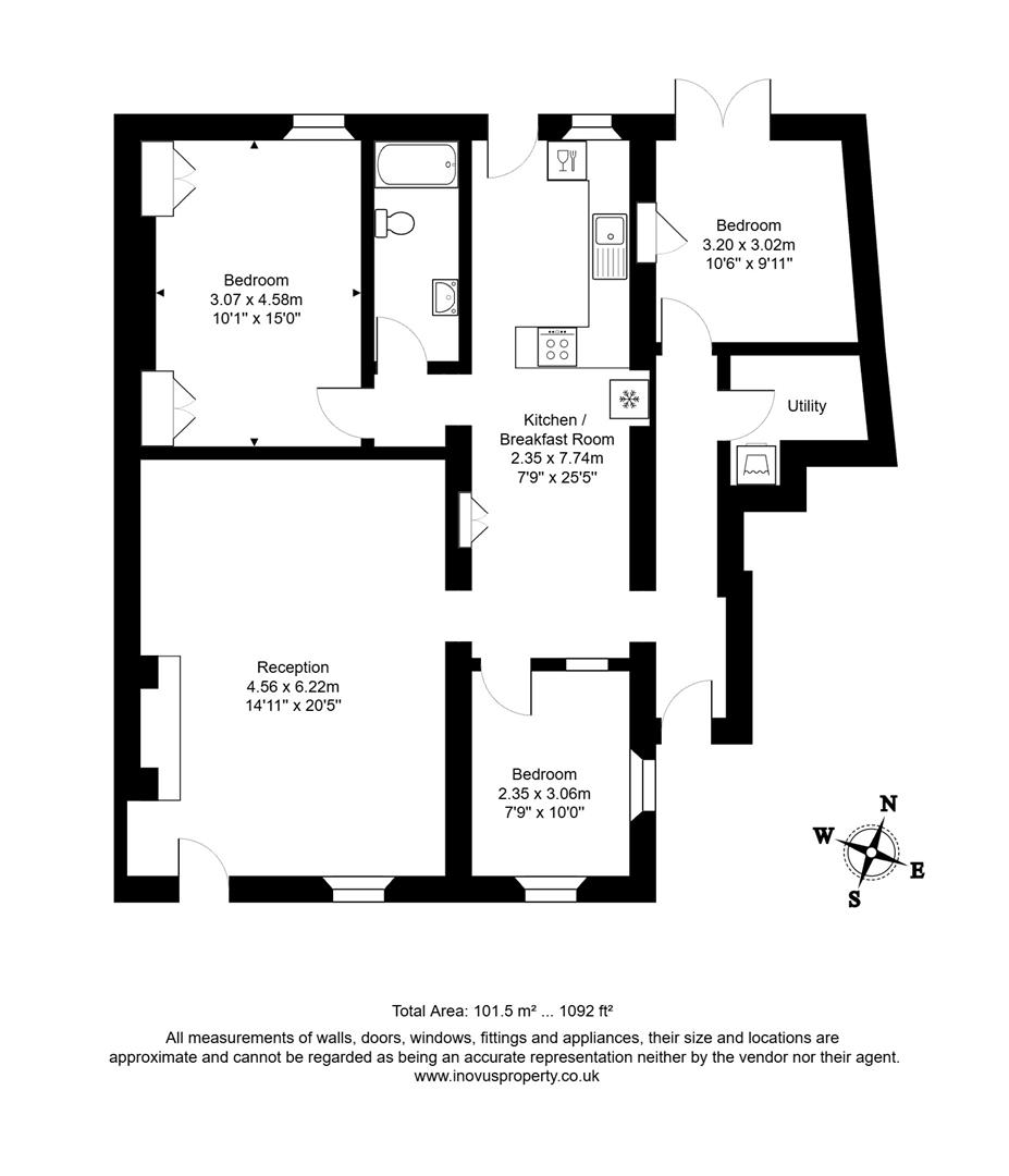 3 bed apartment for sale in Oakfield Road, Bristol - Property floorplan